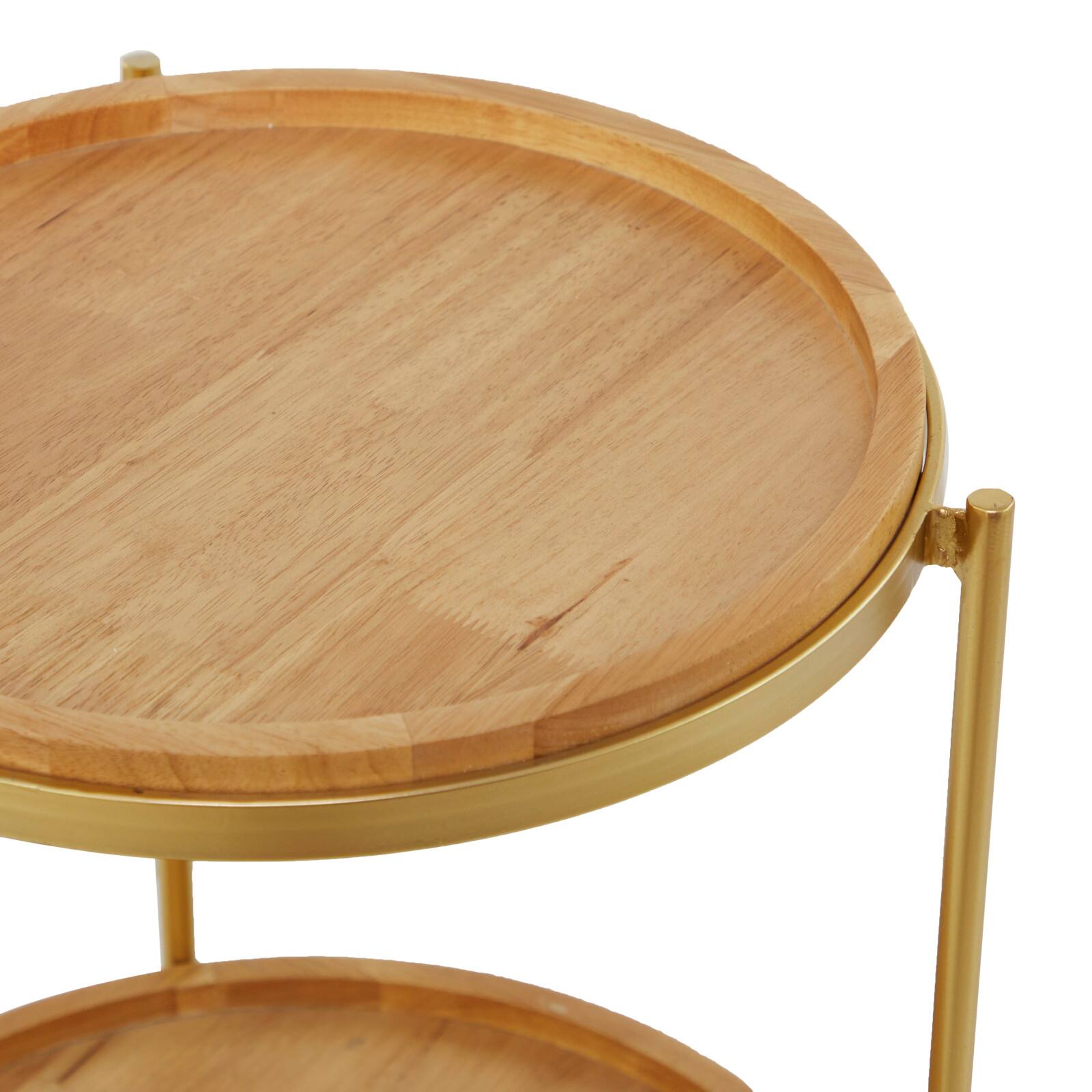 25" Brown Metal Contemporary Accent Table