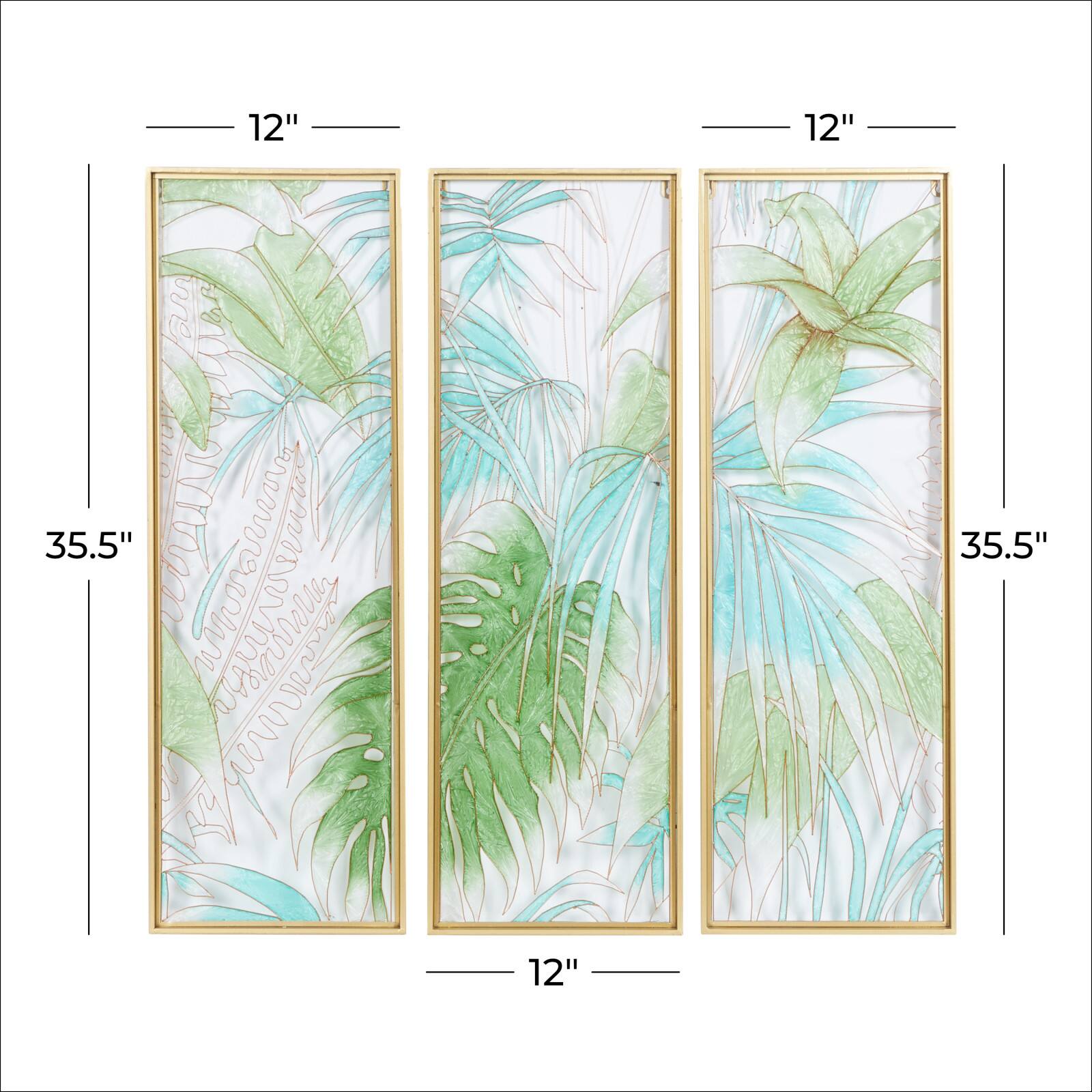 CosmoLiving by Cosmopolitan 35.5" Green Glass Wall Décor Set