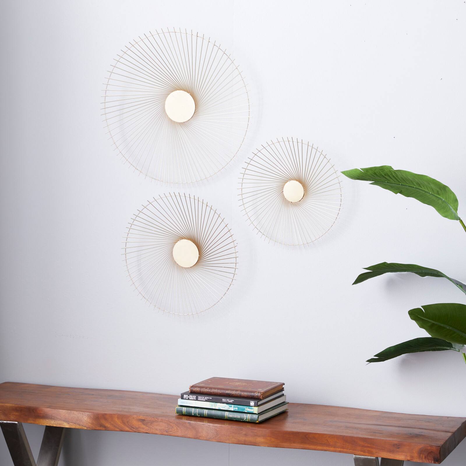 Gold Metal Contemporary Wall Décor Set, 16", 18" & 23"