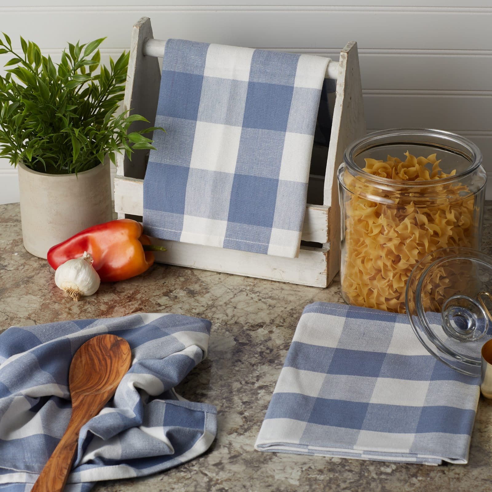 Stonewash Blue Buffalo Check Dishtowel (Set Of 3)