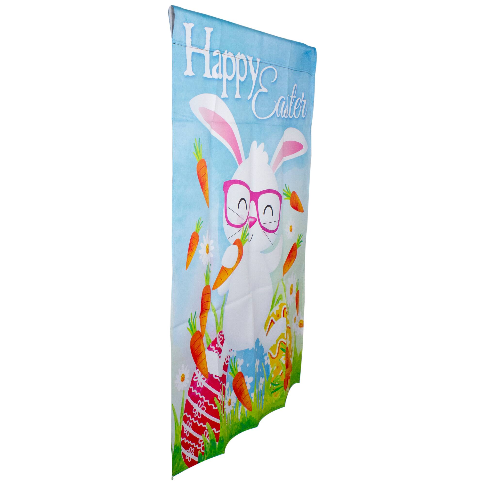 Colorful Happy Easter Bunny with Carrots House Flag