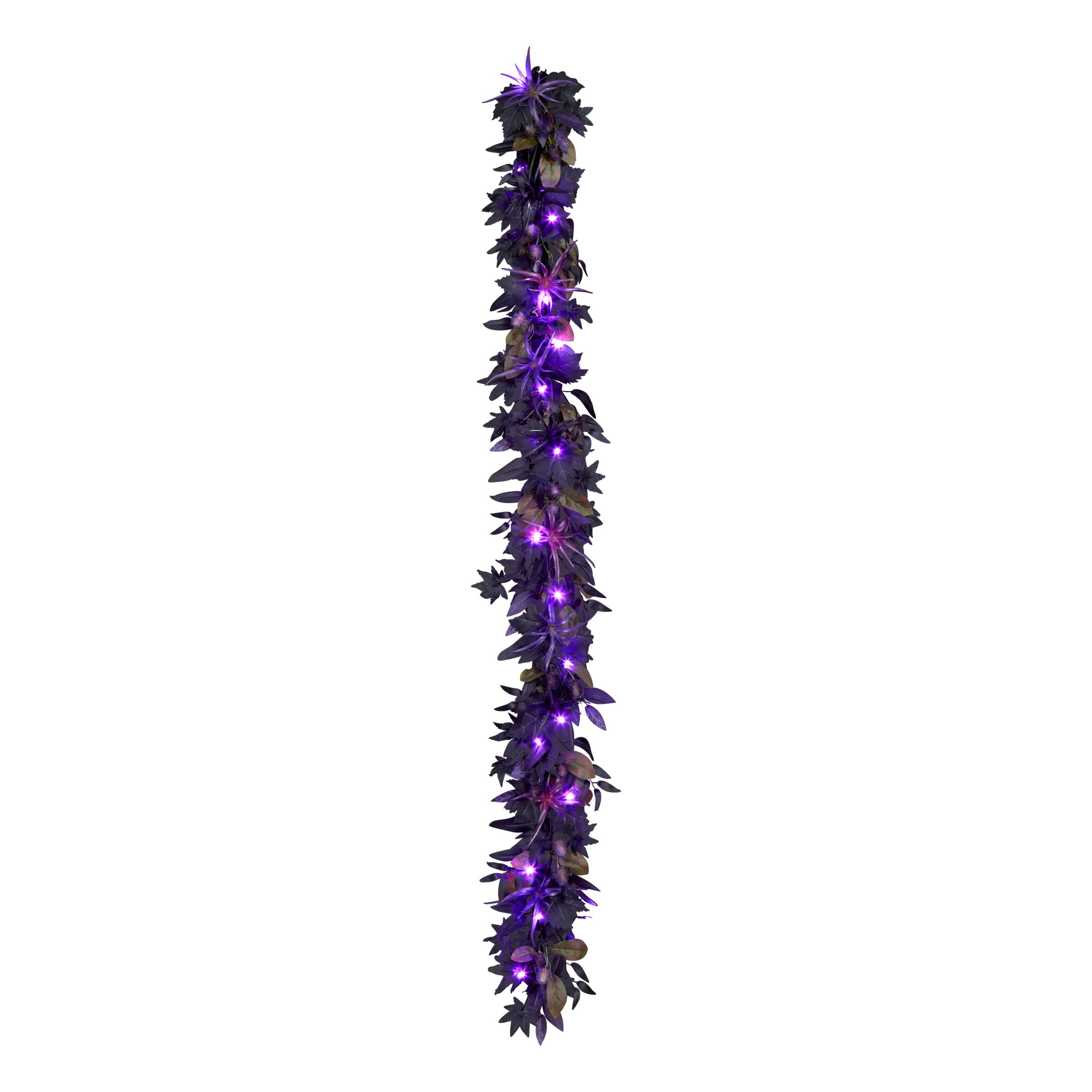 6ft. Scare in the Air Purple Flower Halloween Pre-Lit LED Garland