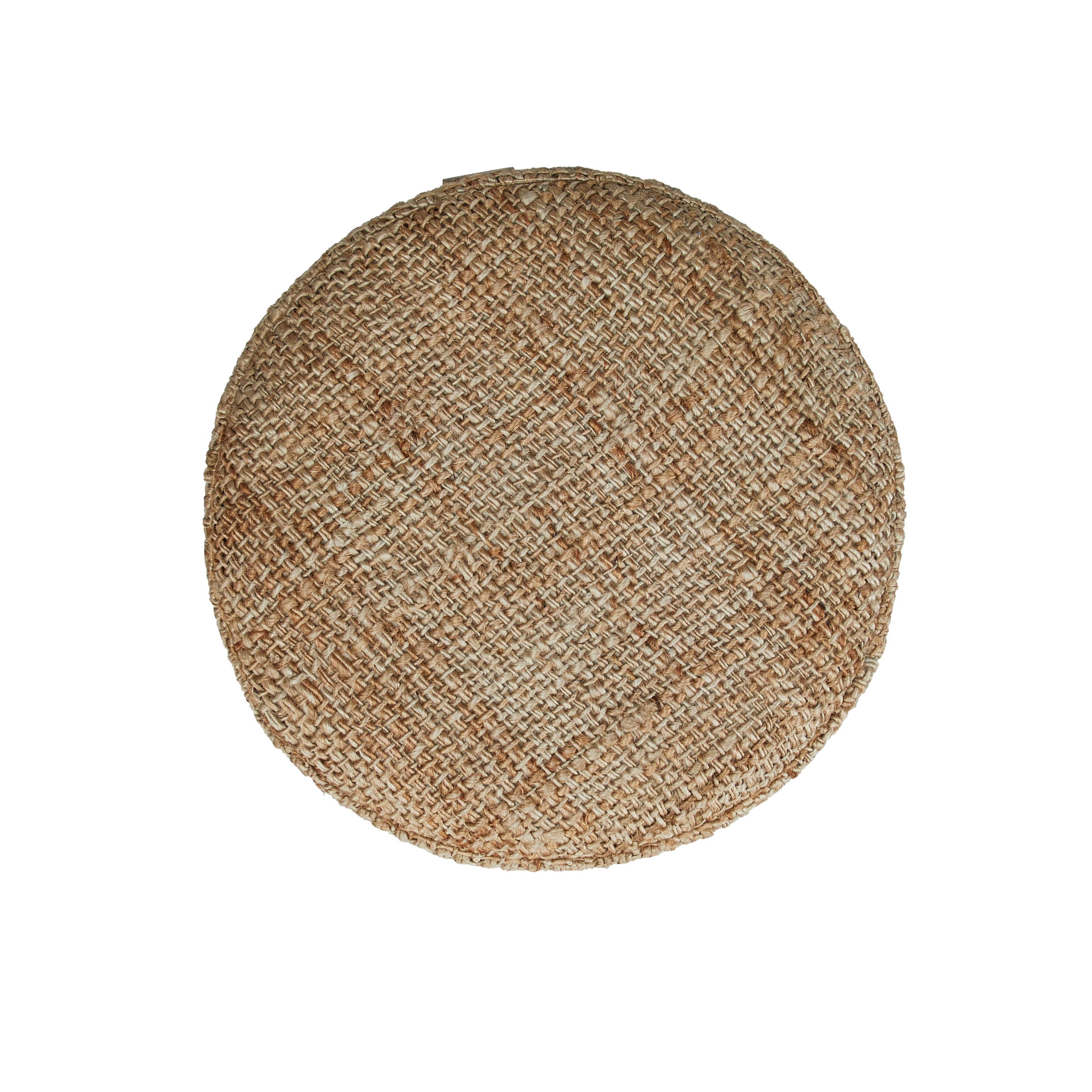 20&#x22; Natural Bohemian Jute Stool with Wood Legs