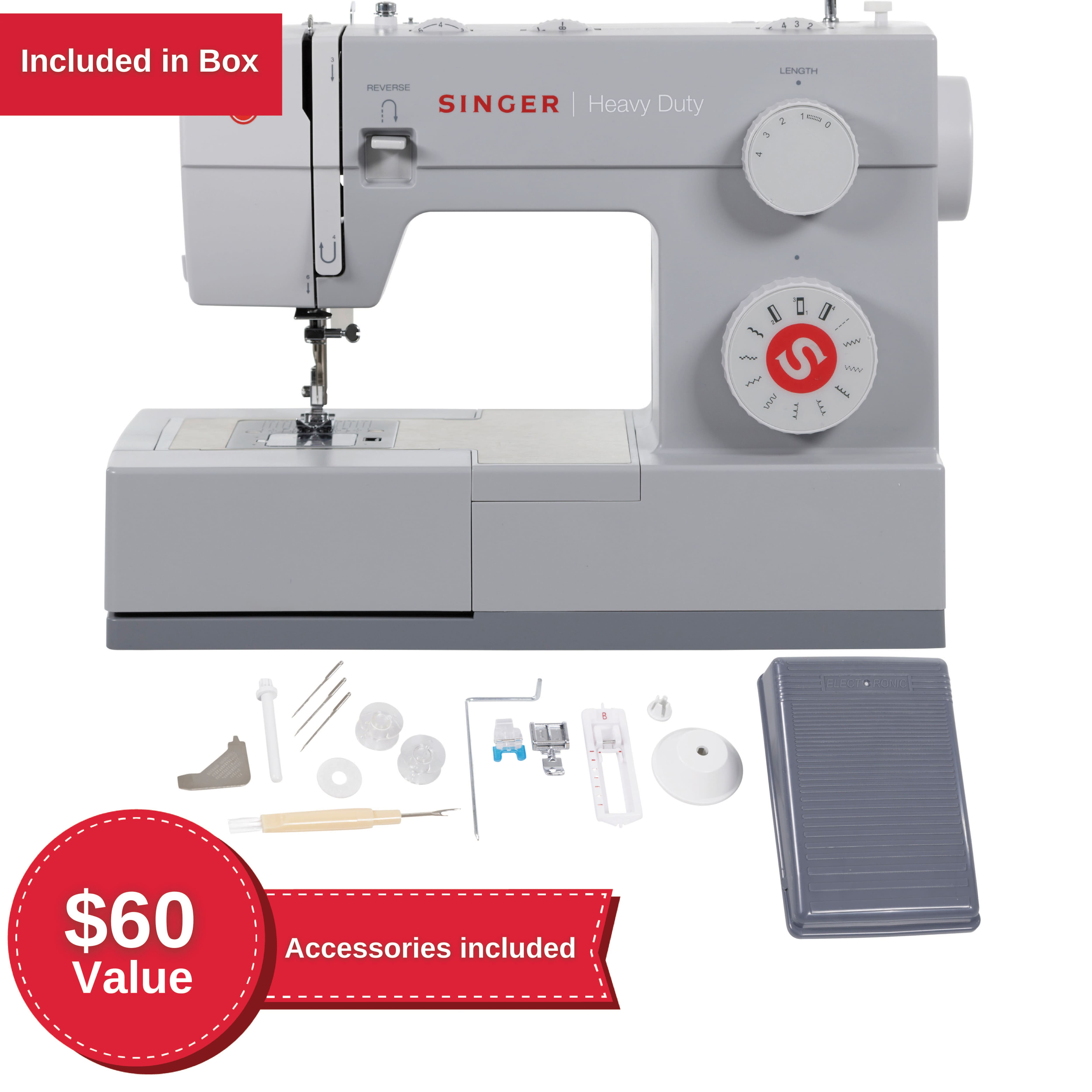 Singer  Heavy Duty 4411 Sewing Machine with 11 Built-in Stitches, Met –  Pete's Arts, Crafts and Sewing