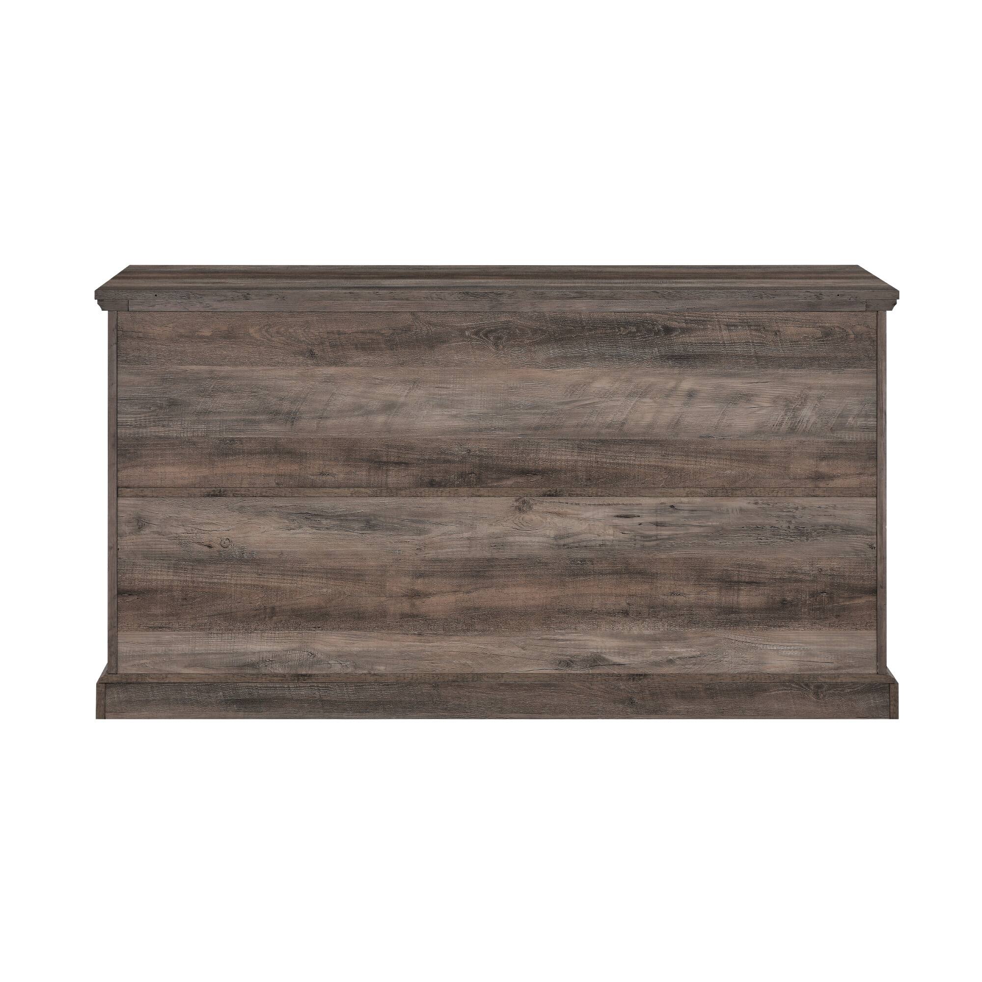 Walker Edison Gray Wash Lateral Bookshelf with Decorative Metal Sides