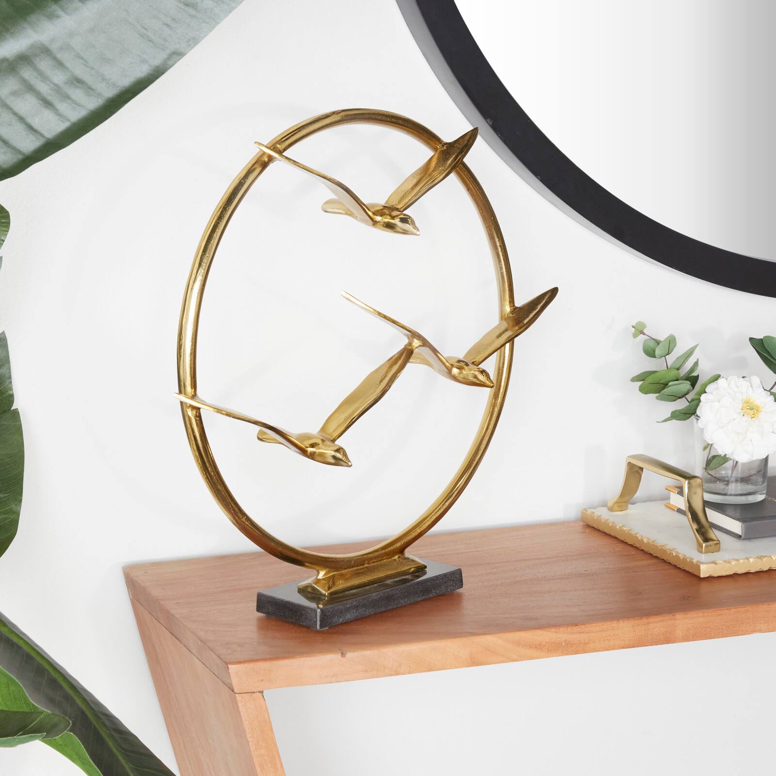 Gold Aluminum Contemporary Sculpture, 17" x 18" x 5"