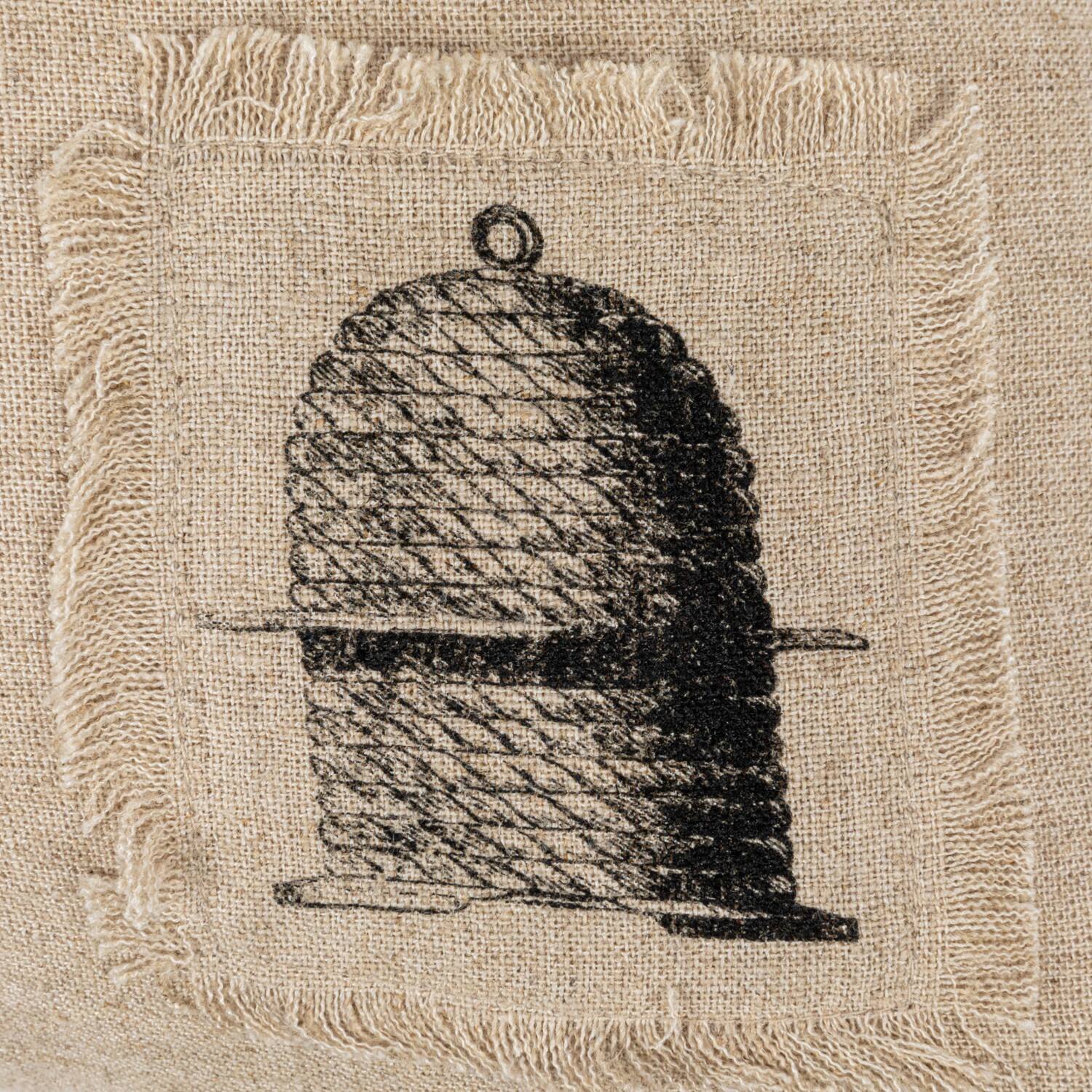 Hello Honey® Cream & Black Flower Prints Linen Blend Pillow with Patches Set