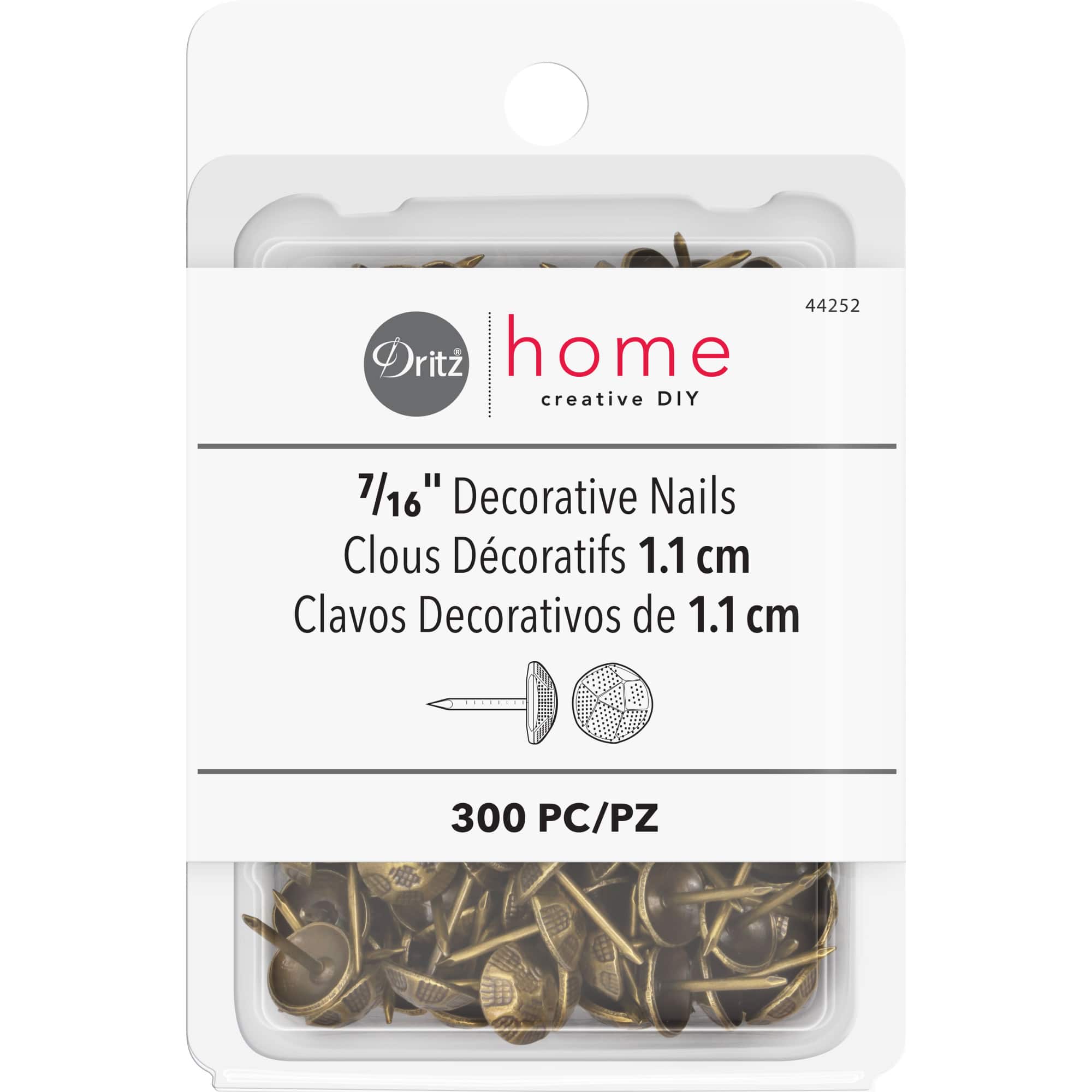 Dritz® Home 7/16" Antique Brass Hammered Decorative Nails, 300ct.