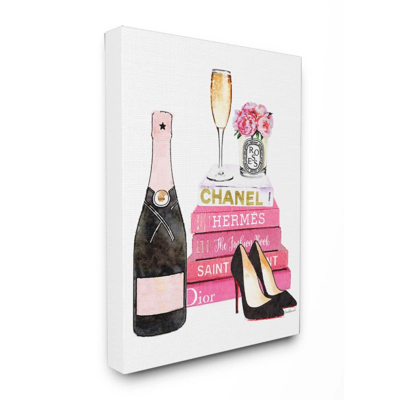 Stupell Industries Fashion Books & Champagne Canvas Wall Art