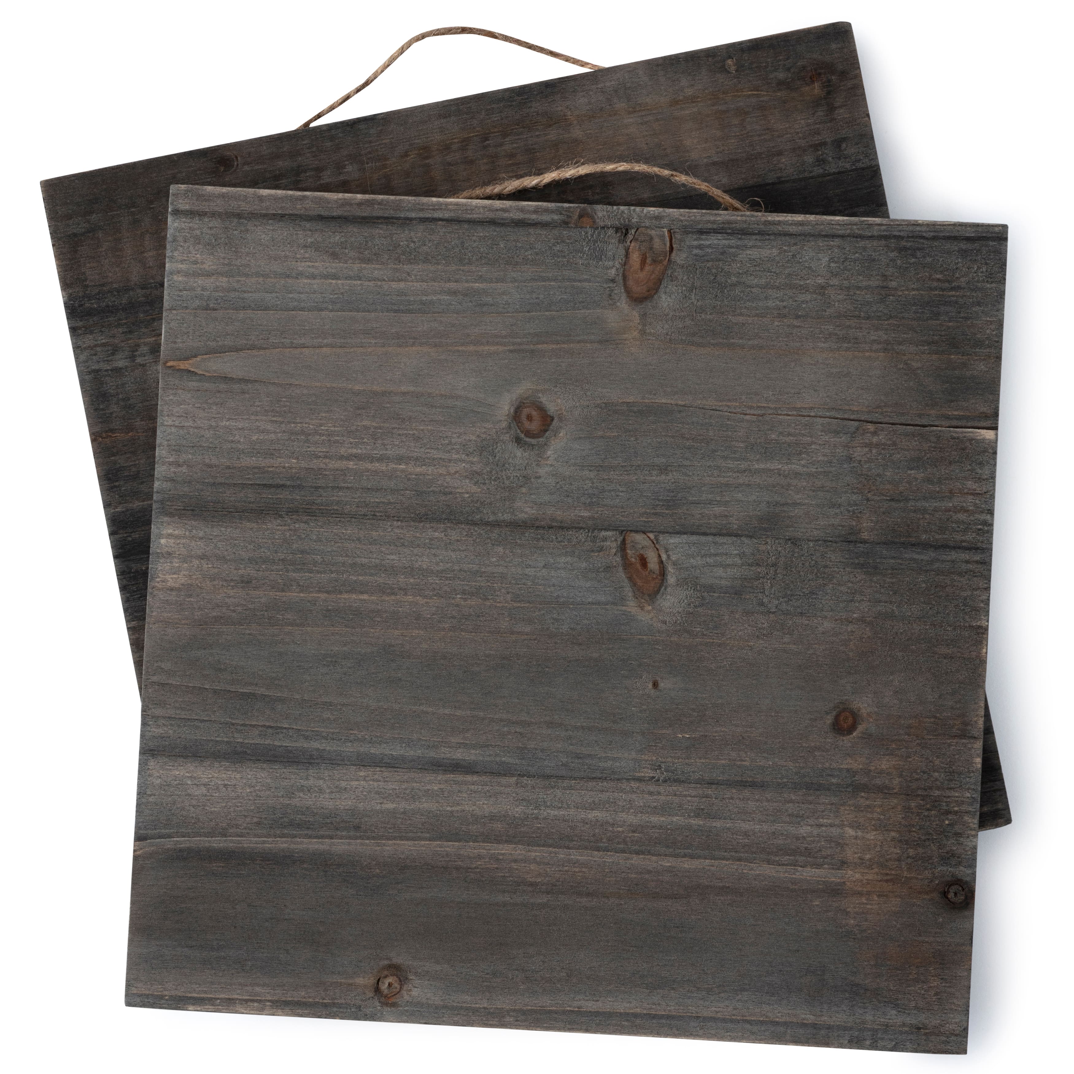 9 Packs: 2 ct. (18 total) 10&#x22; x 10&#x22; Greywashed Wood Square Plaques by Make Market&#xAE;