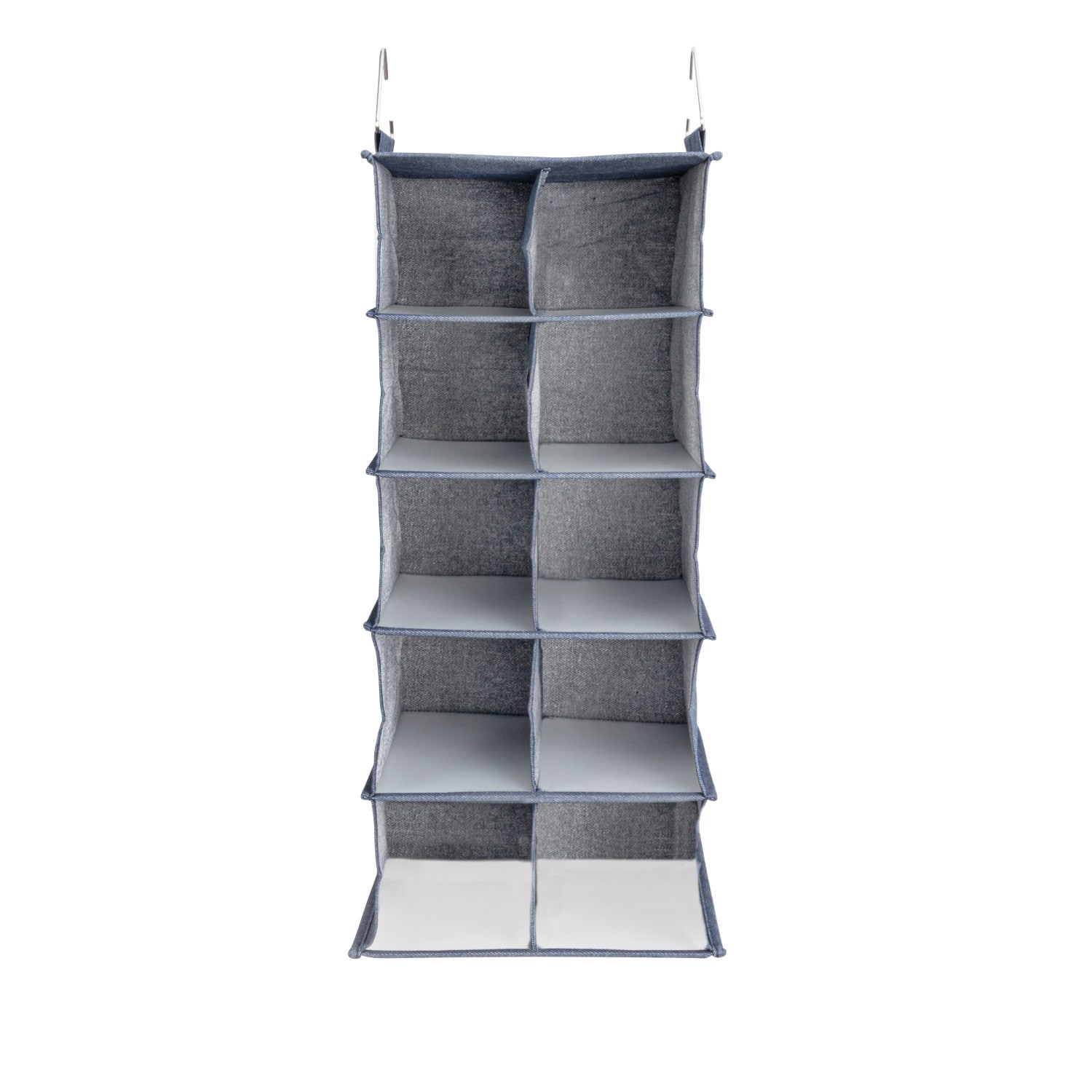 Household Essentials Denim 27" Cotton Blend & Plastic 10 Shelf Closet Shoe Organizer