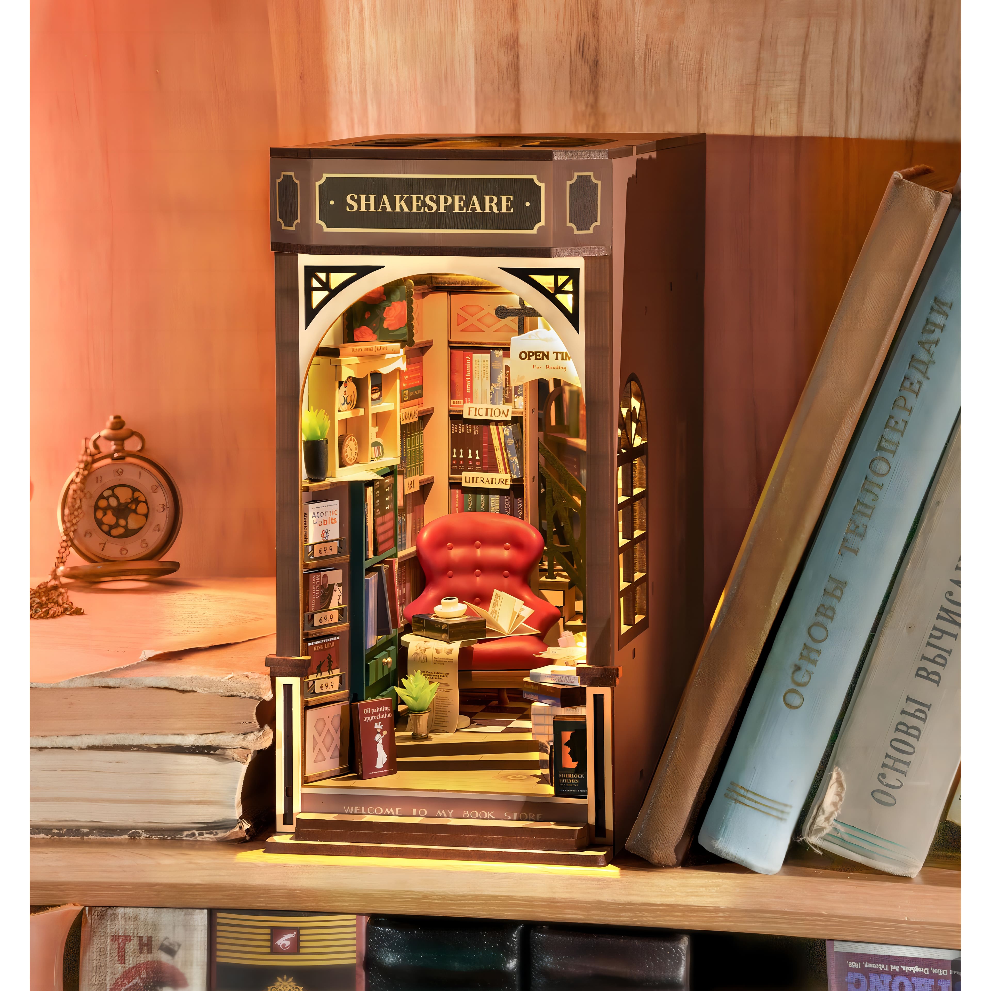 Rolife Bookstore Book Nook Shelf Insert DIY Miniature Kit