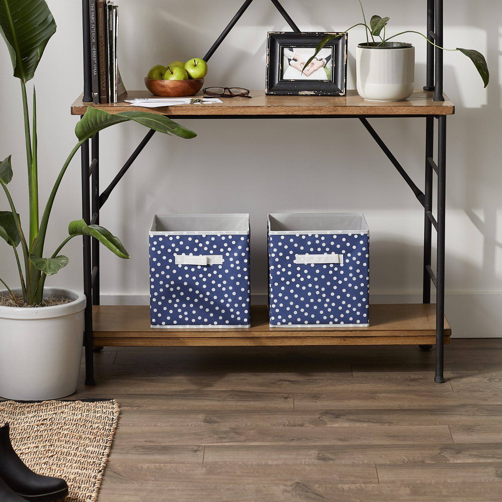 DII&#xAE; 11&#x22; French Blue &#x26; White Dots Storage Cube, 2ct.