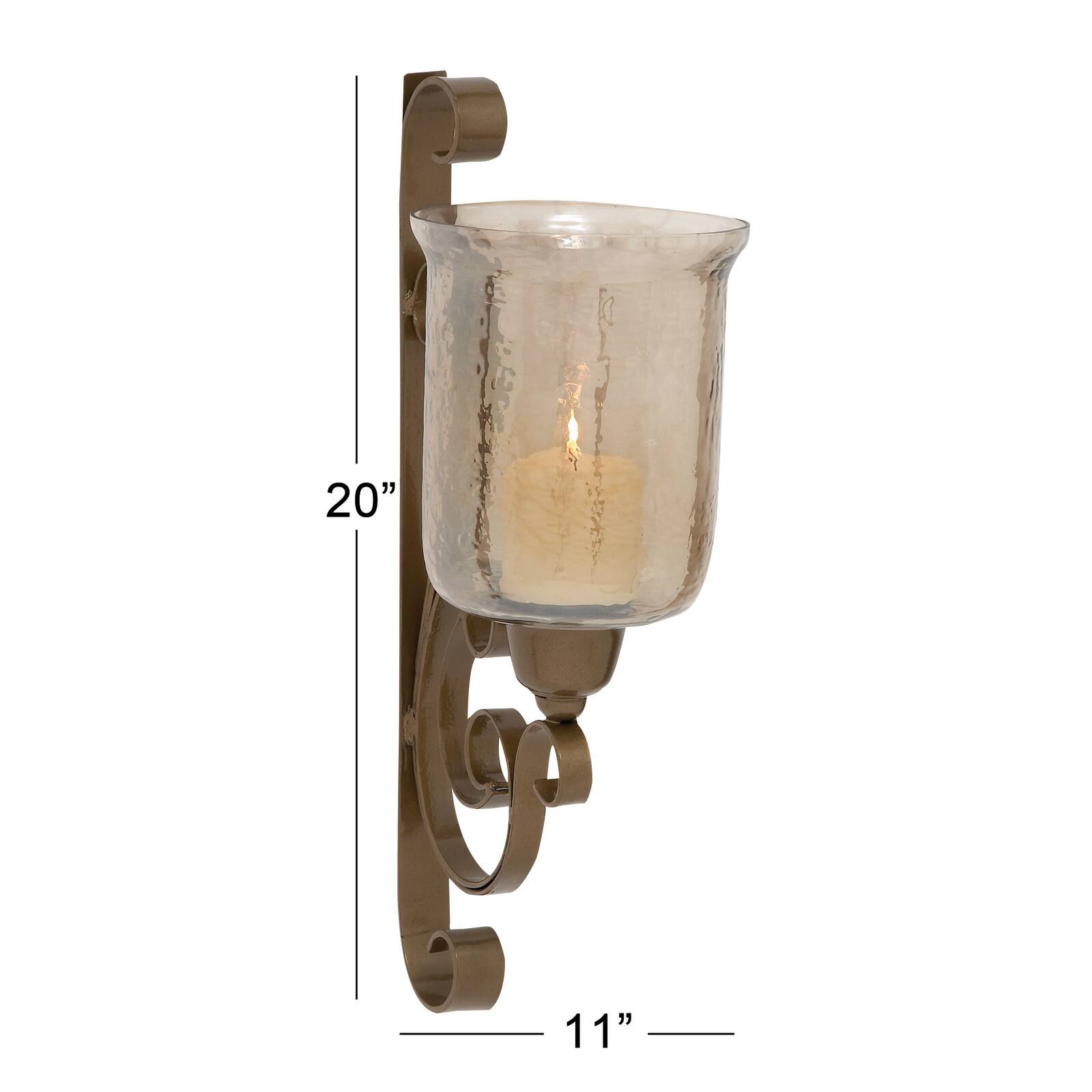 Brown Iron Traditional Candle Wall Sconce, 20&#x22; x 11&#x22; x 7&#x22;