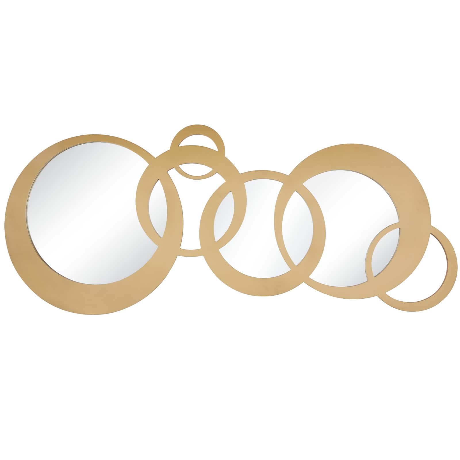 Gold Wood Circles Geometric Wall Mirror 56&#x22; x 1&#x22; x 23&#x22;