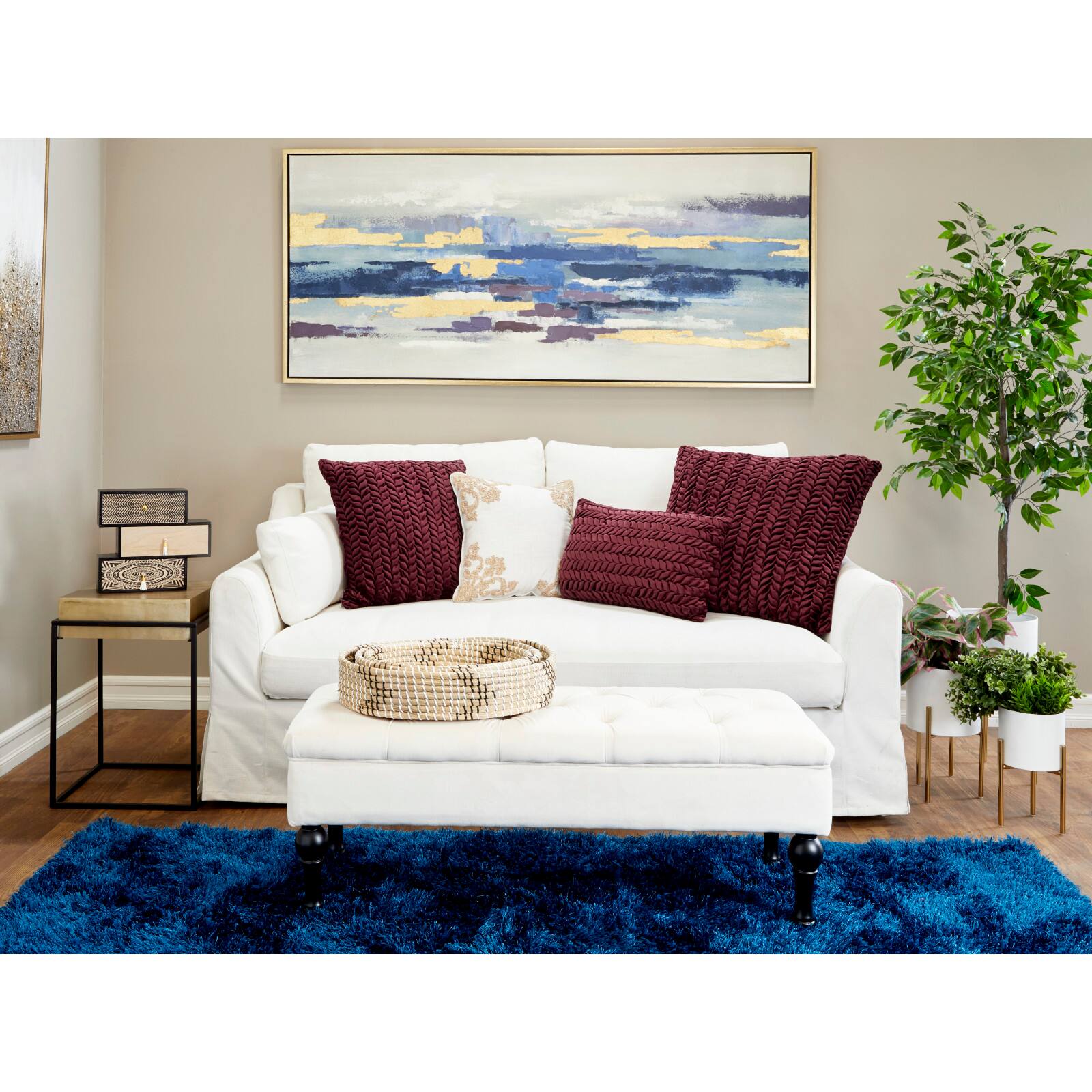 White Metal Contemporary Planter Set