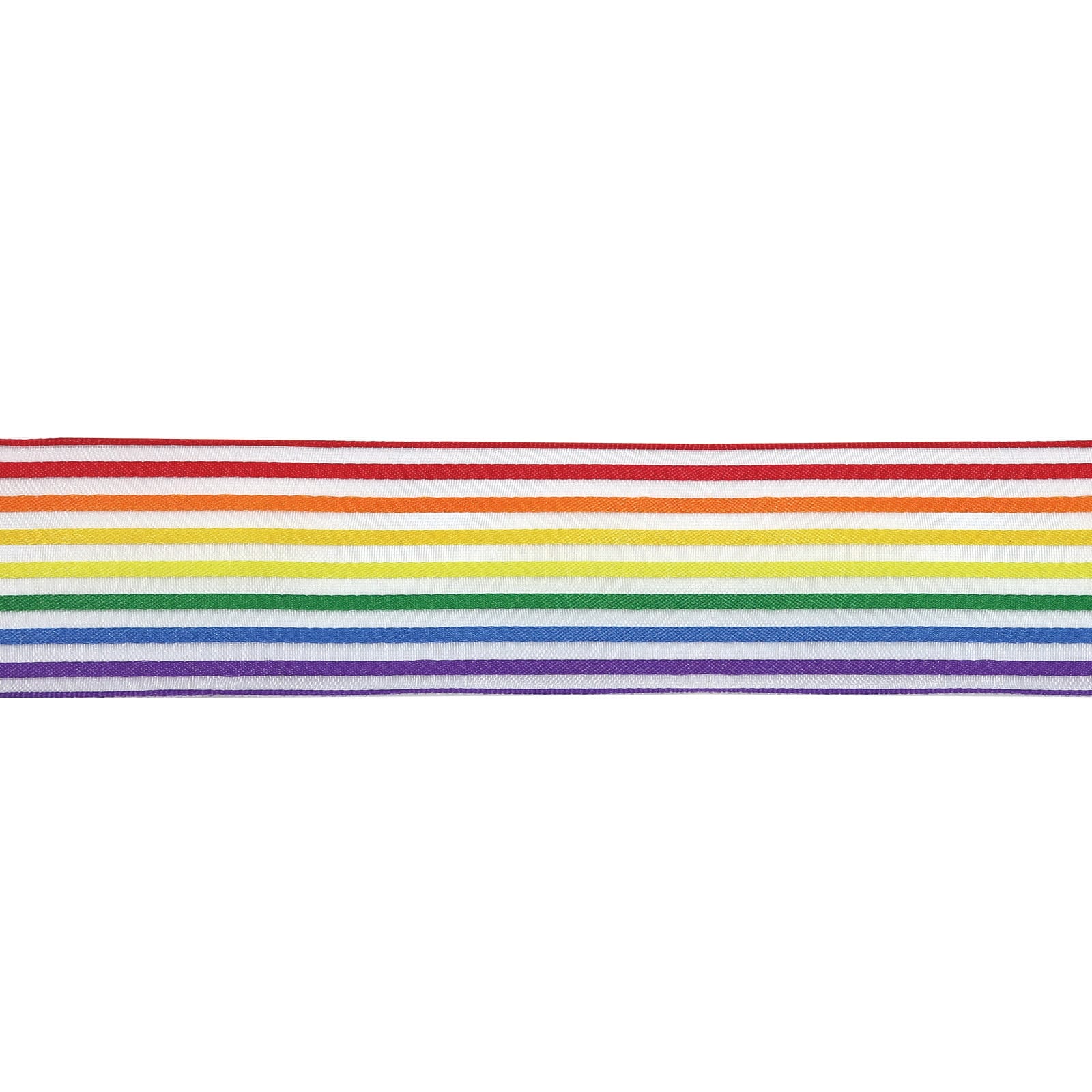 12 Pack: 1.5" x 3yd. Sheer Wired Rainbow Striped Ribbon by Celebrate It™ 360°™