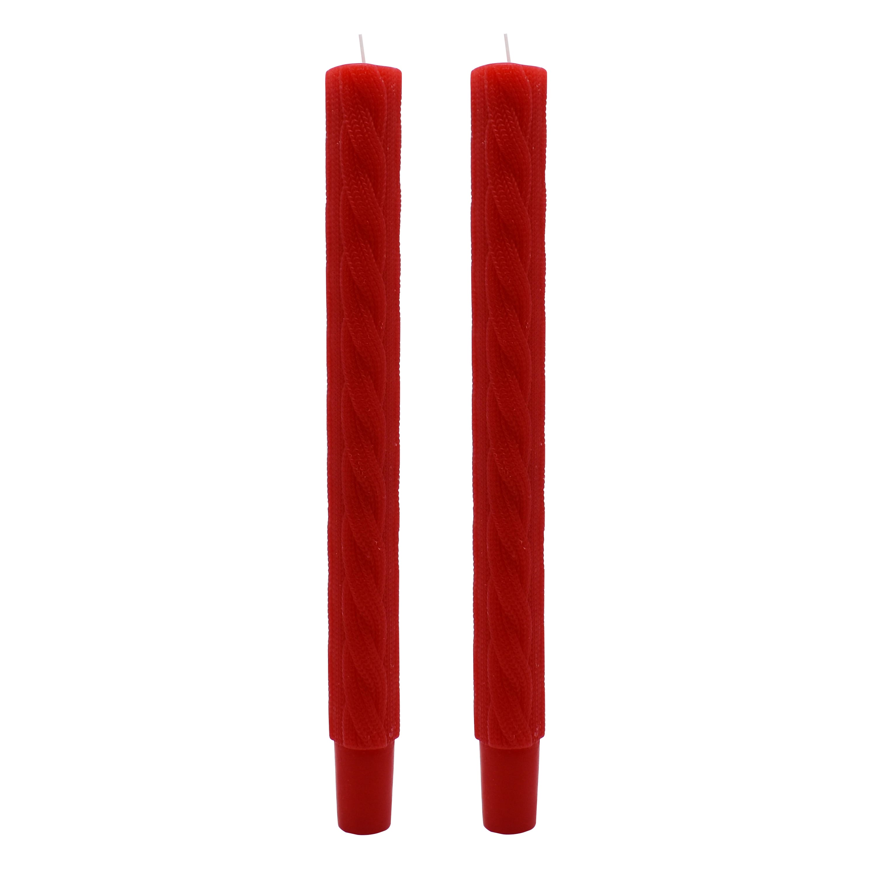 10&#x22; Red Faux Knit Taper Candles, 2ct. by Ashland&#xAE;