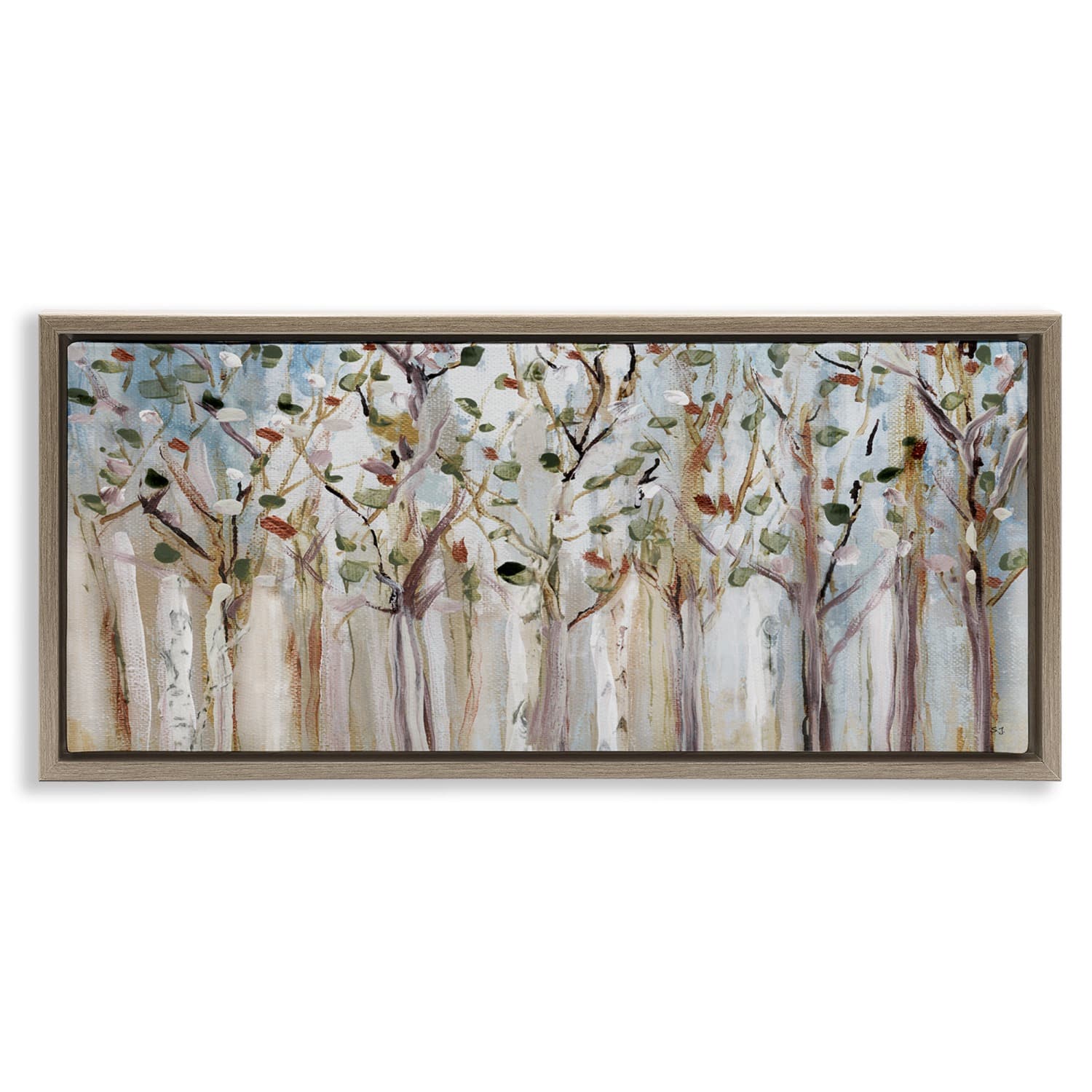 Stupell Industries Bare Branch Trees Birch Forest Floater Framed Art