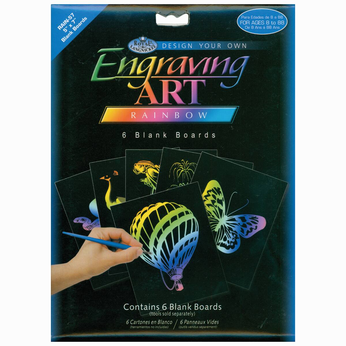Royal & Langnickel® Engraving Art™ 5" x 7" Rainbow Foil Blank Boards, 6 Sheets
