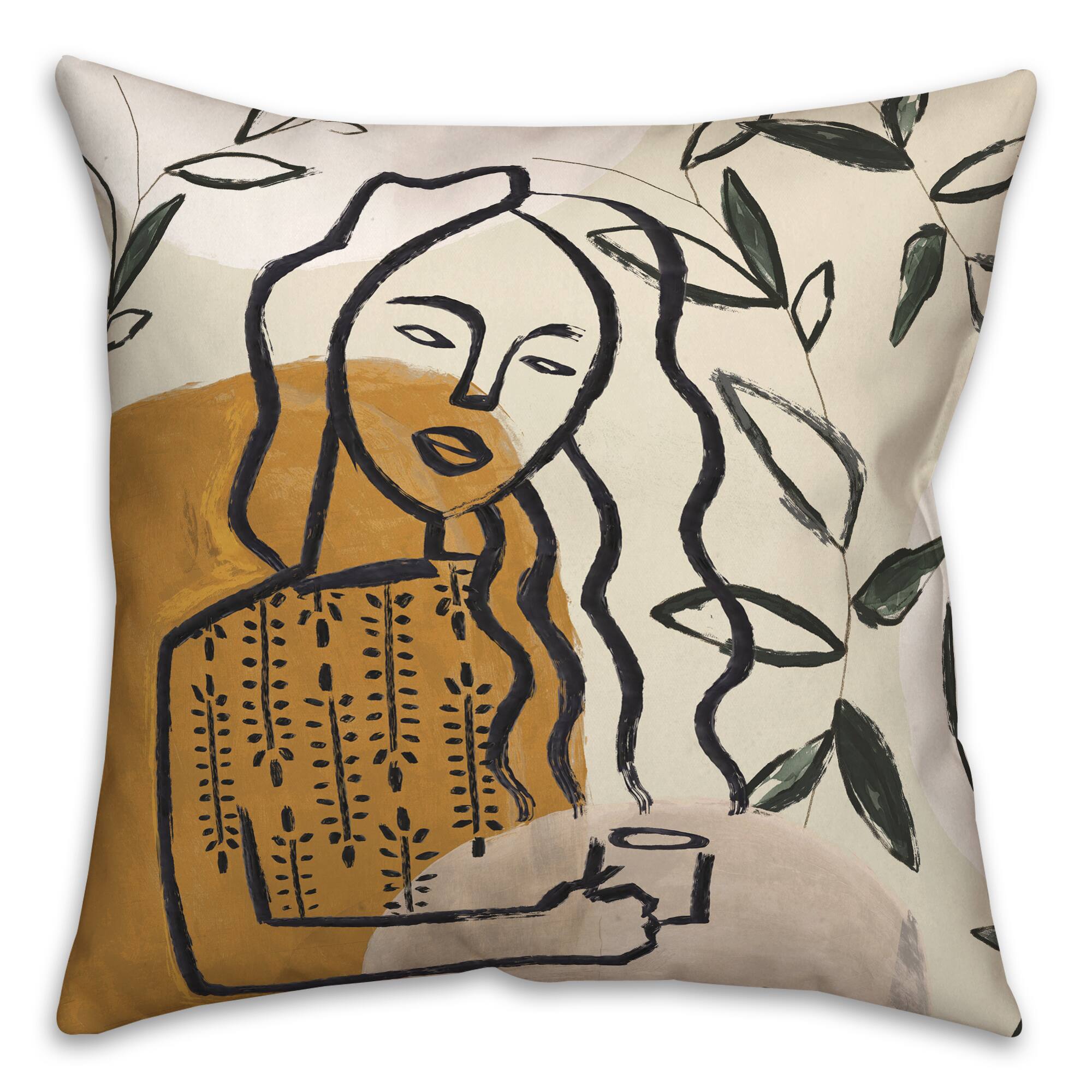Earthy Abstract Figure II 18&#x22; x 18&#x22; Throw Pillow