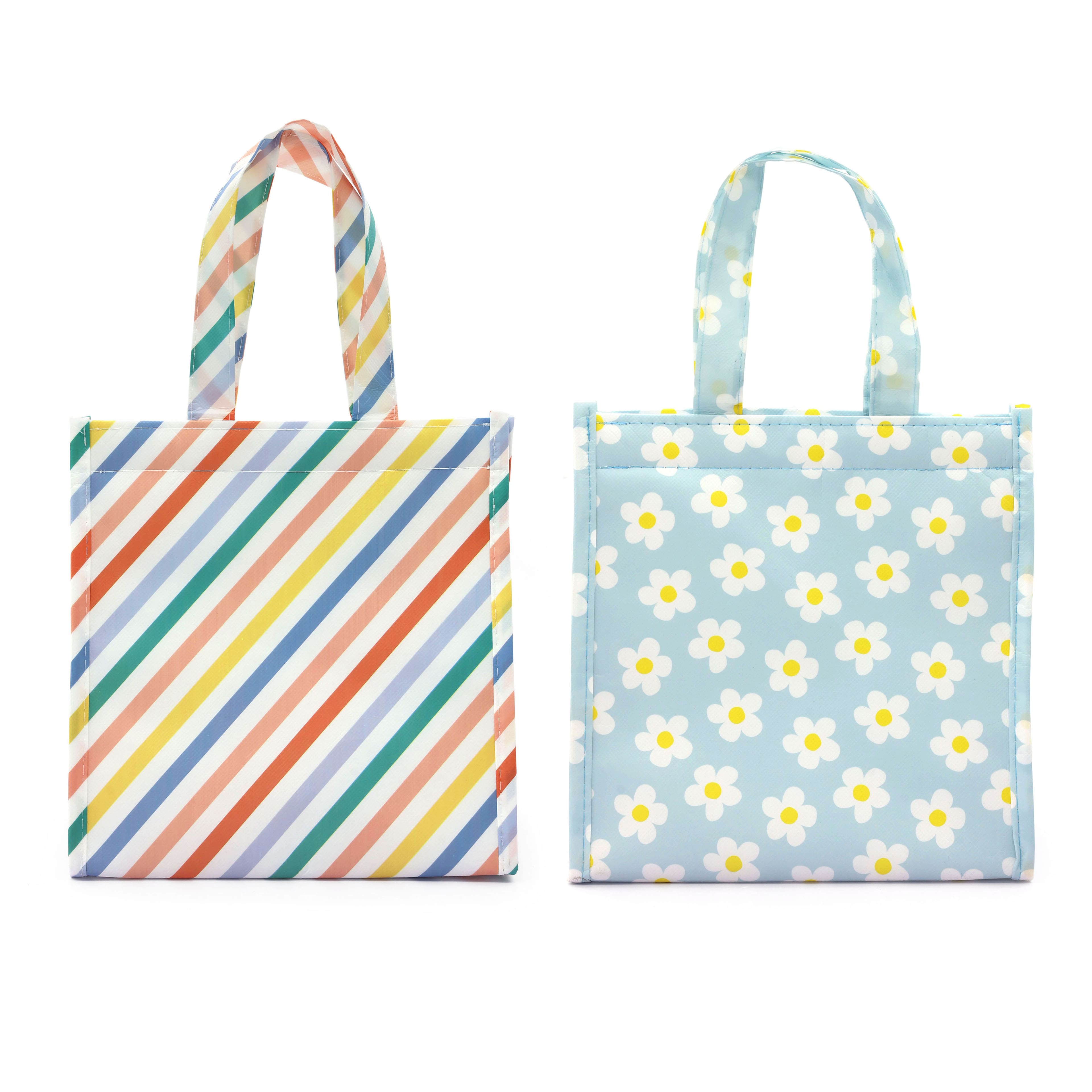 Lunch Time! Slant Stripes & Flowers Lunch Totes, 2ct. by BTC™
