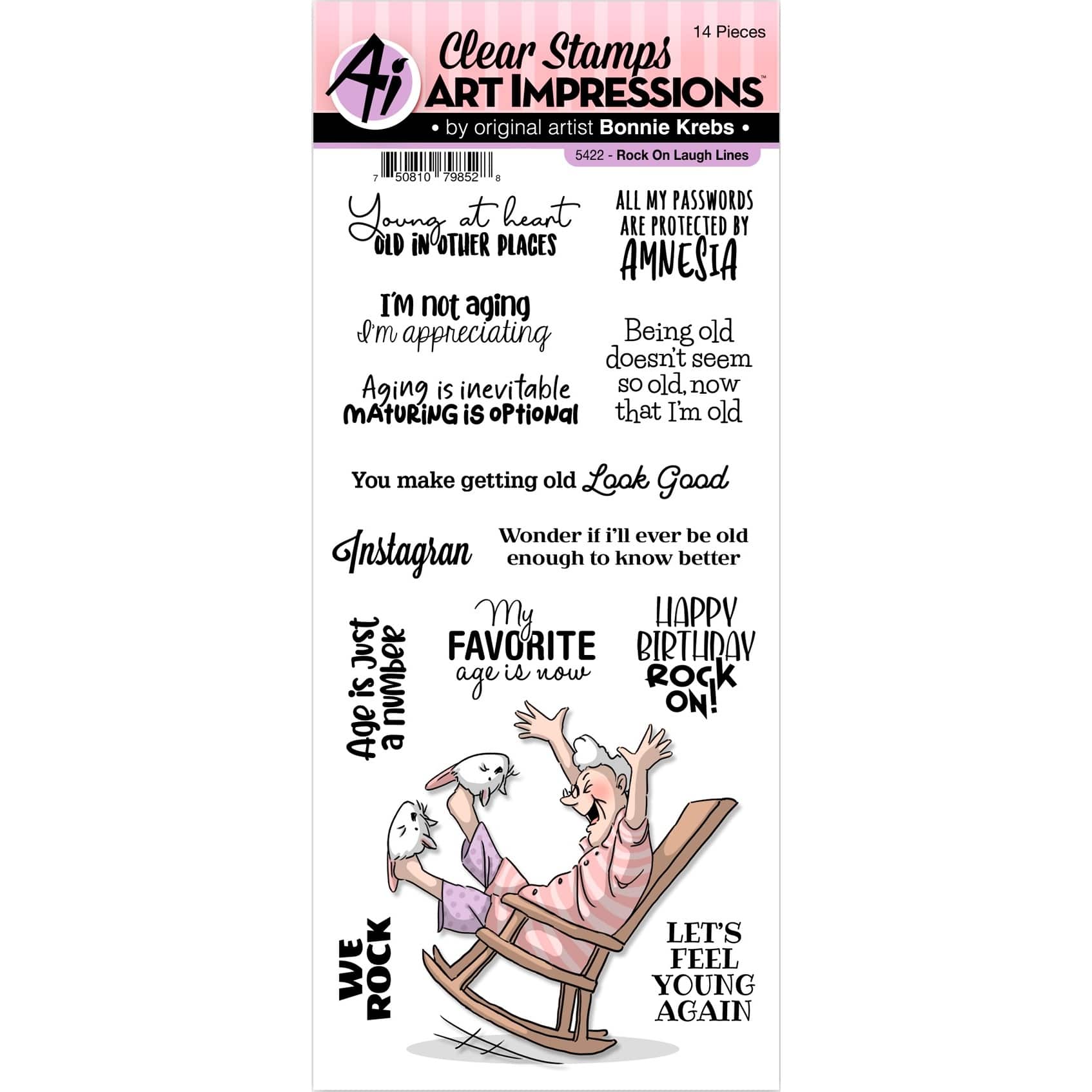 Art Impressions&#x2122; Laugh Lines Rock On Clear Stamps