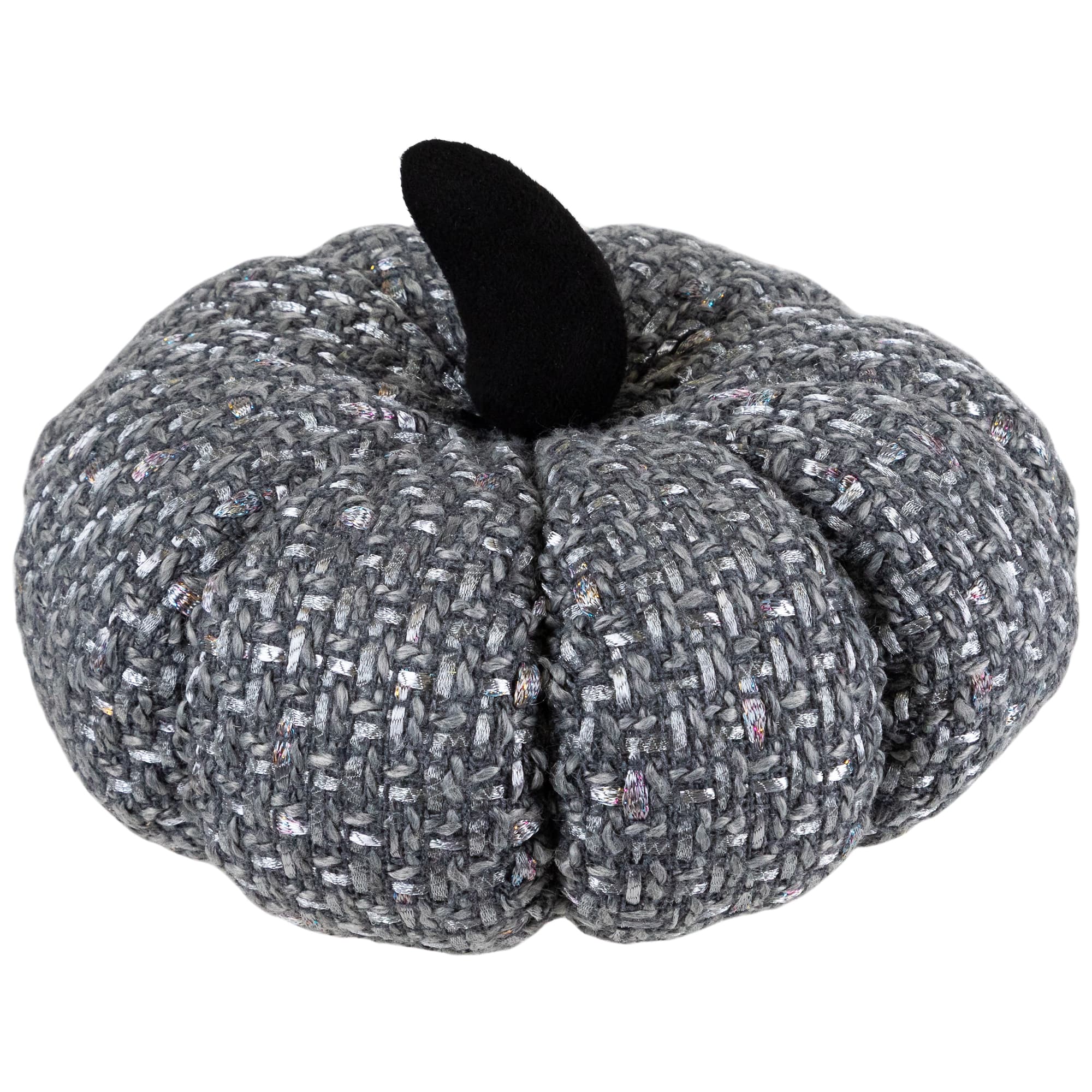 7.5" Gray Knitted Fall Harvest Tabletop Pumpkin