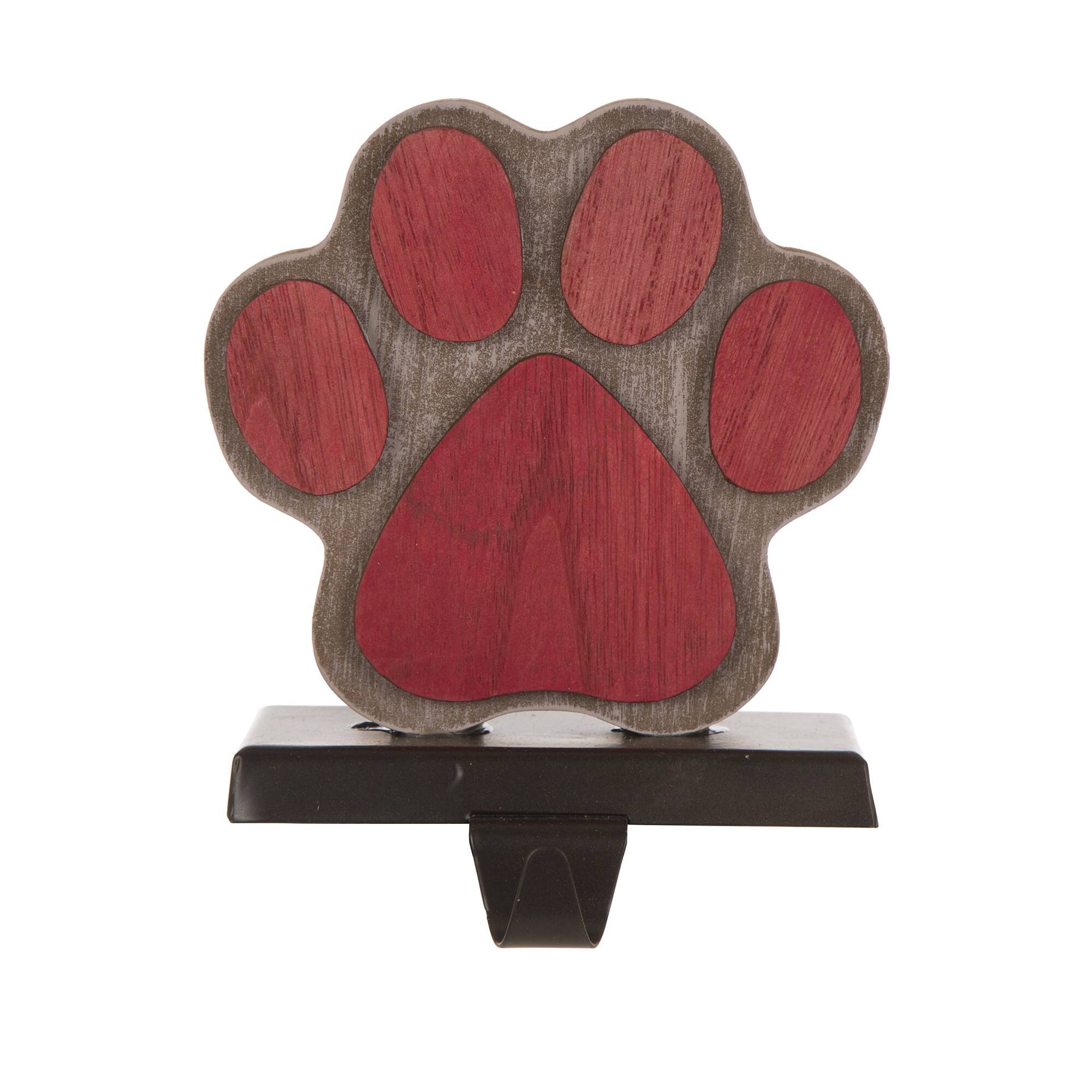 Glitzhome&#xAE; 6.3&#x22; Red &#x26; Brown Paw Stocking Holder