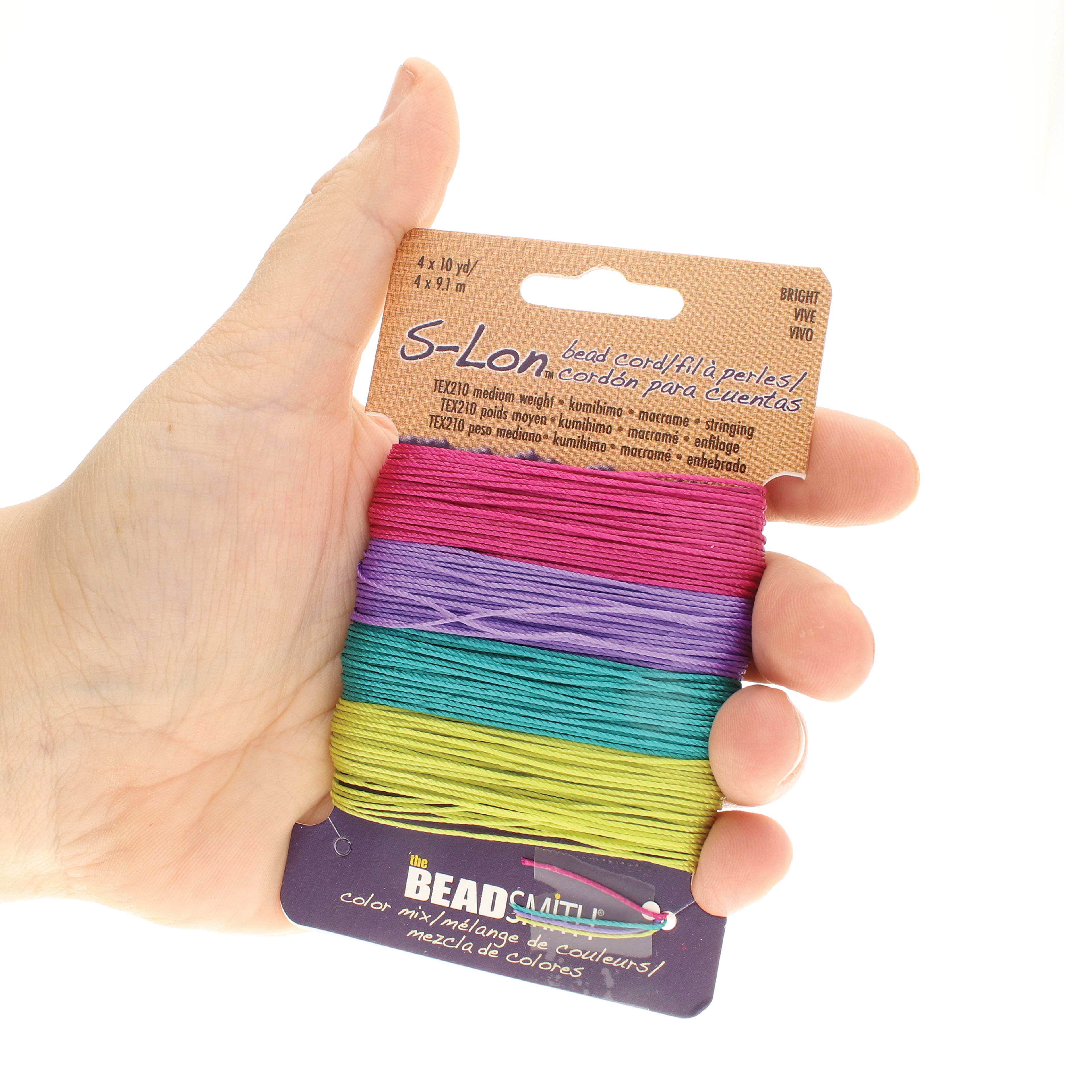 12 Packs: 4 ct. (48 total) The Beadsmith® S-Lon® 0.5mm Mixed Color Bead Cords