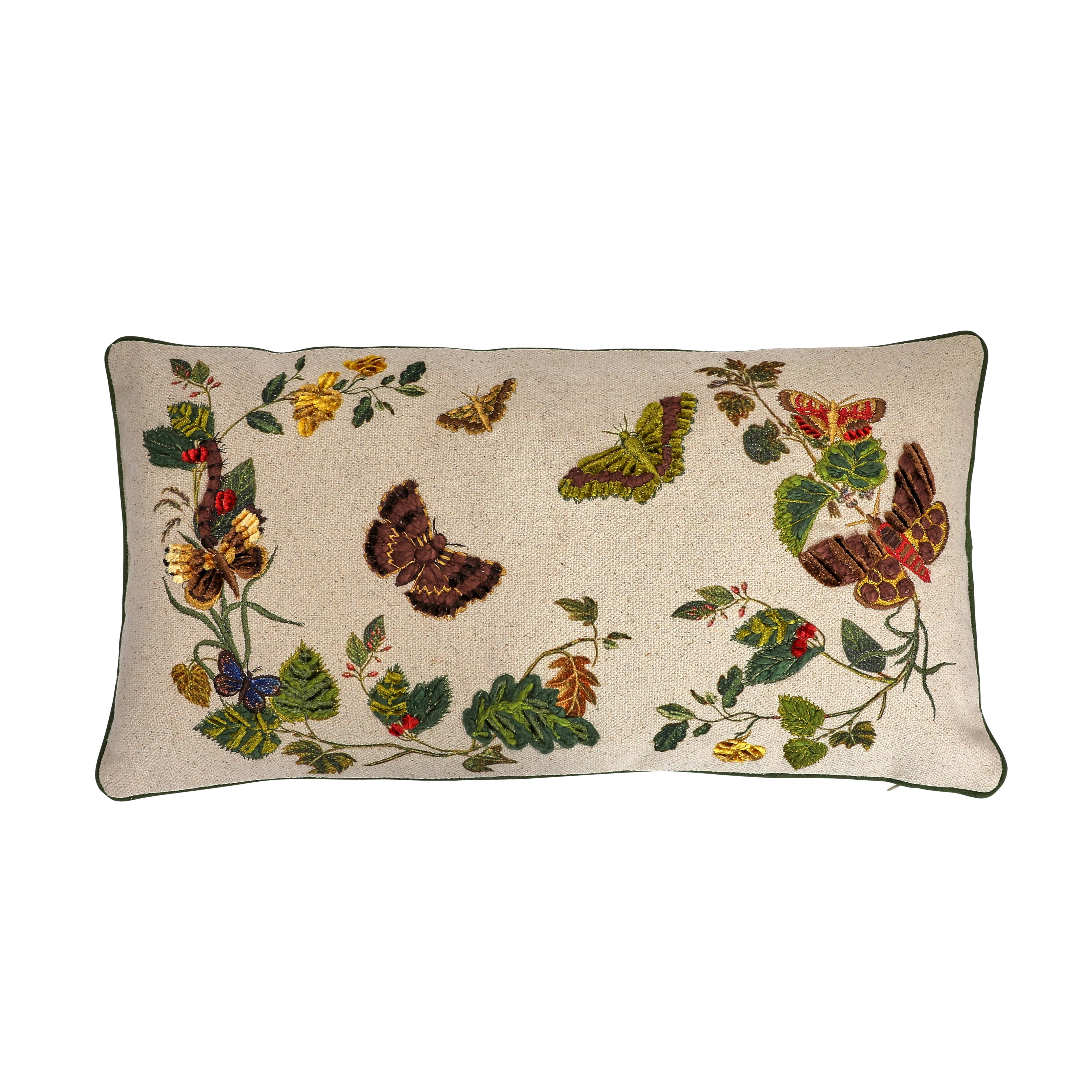 Hello Honey&#xAE; Multicolor Embroidered Butterflies &#x26; Flowers Lumbar Pillow