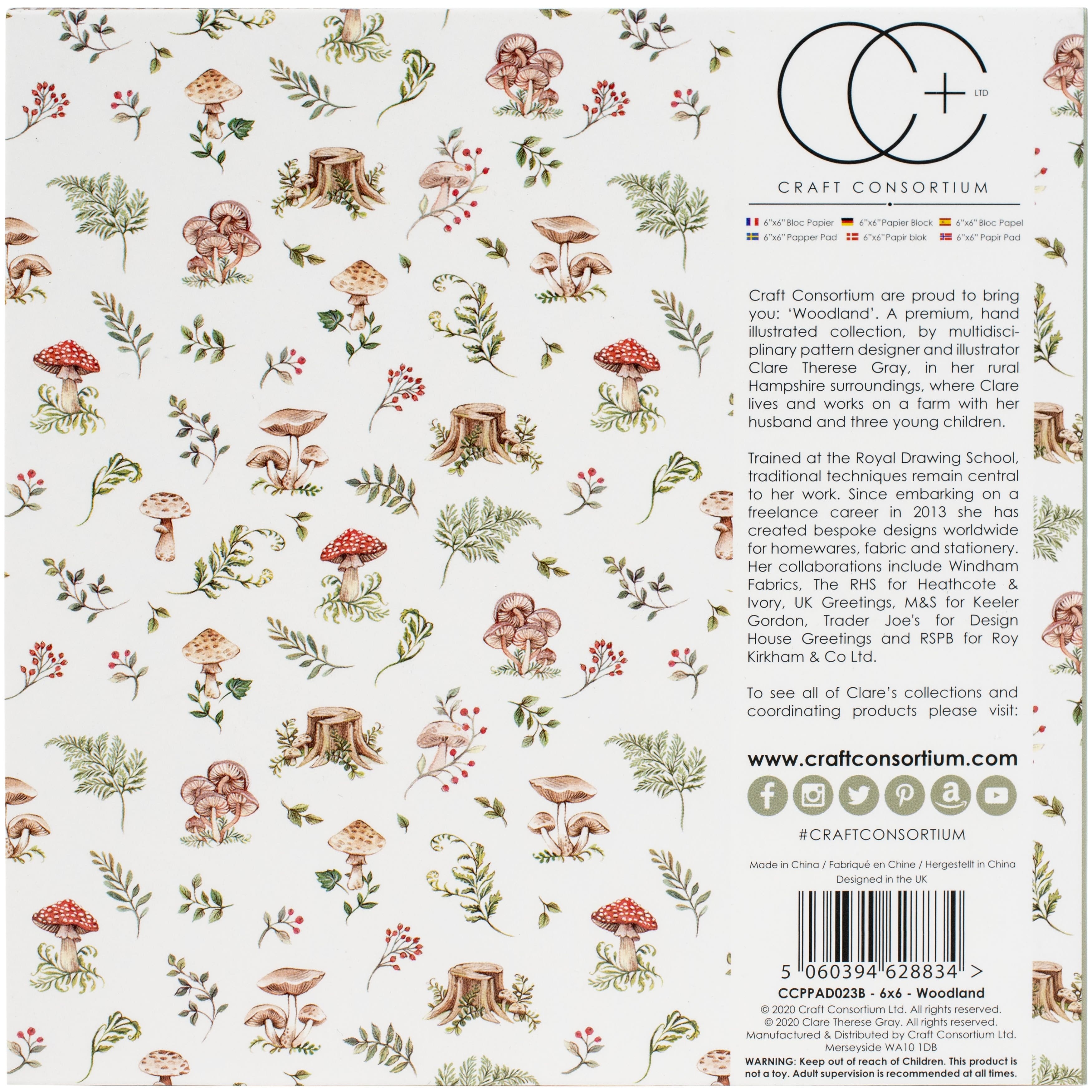 Craft Consortium Woodland Double-Sided Paper Pad, 6&#x22; x 6&#x22;
