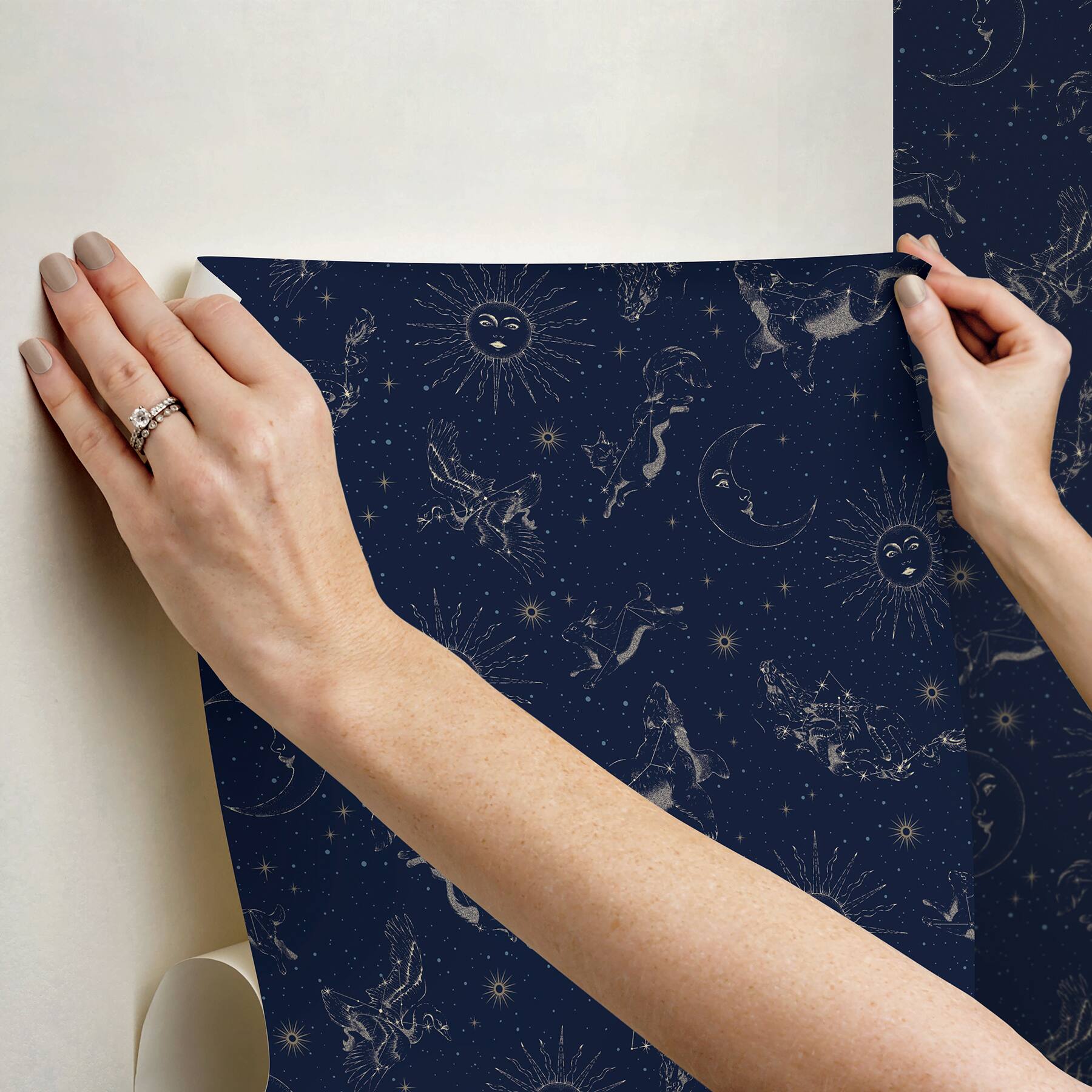 RoomMates Zodiac Dreams Navy Peel &#x26; Stick Wallpaper