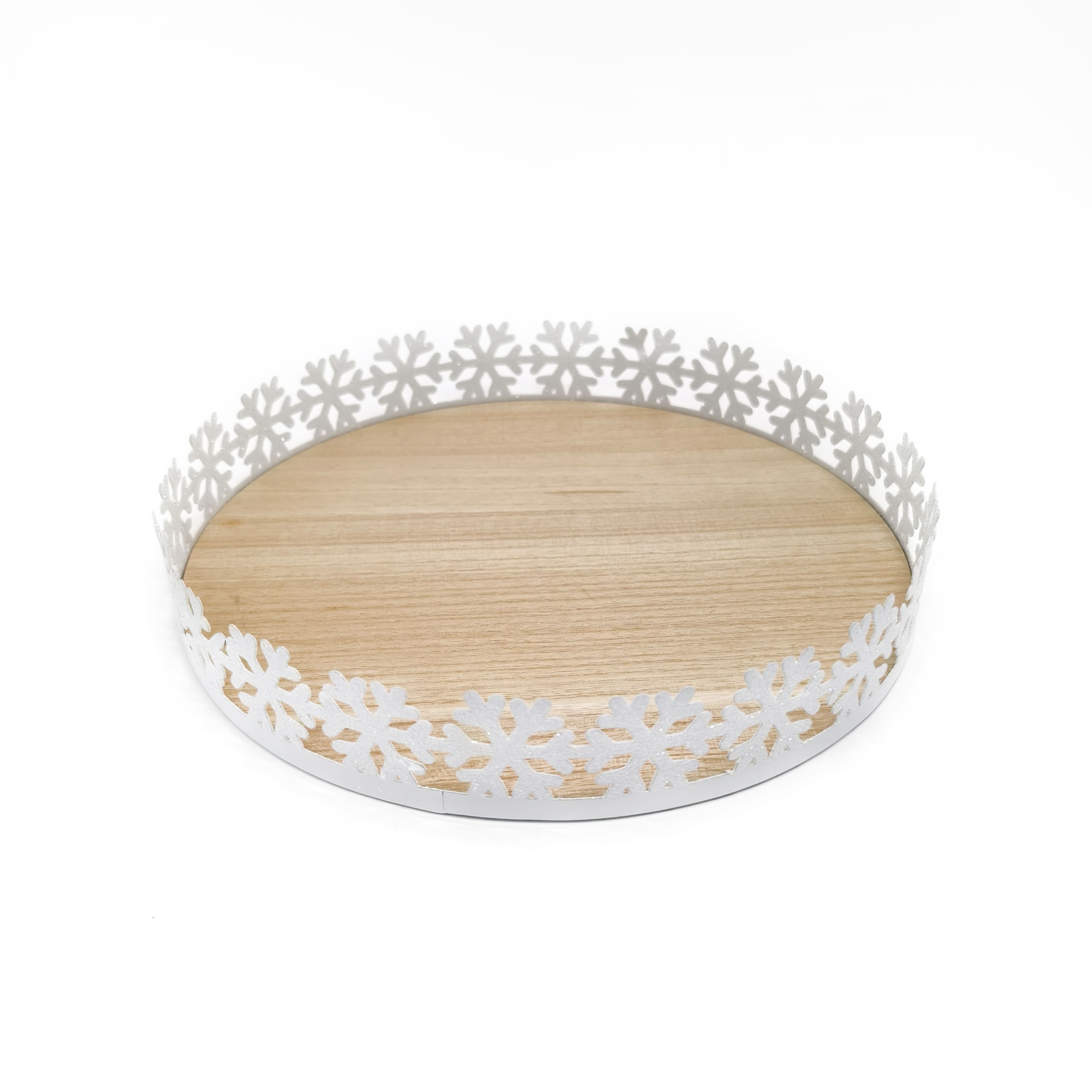 12&#x22; White Glitter Decorative Snowflake Tray by Ashland&#xAE;