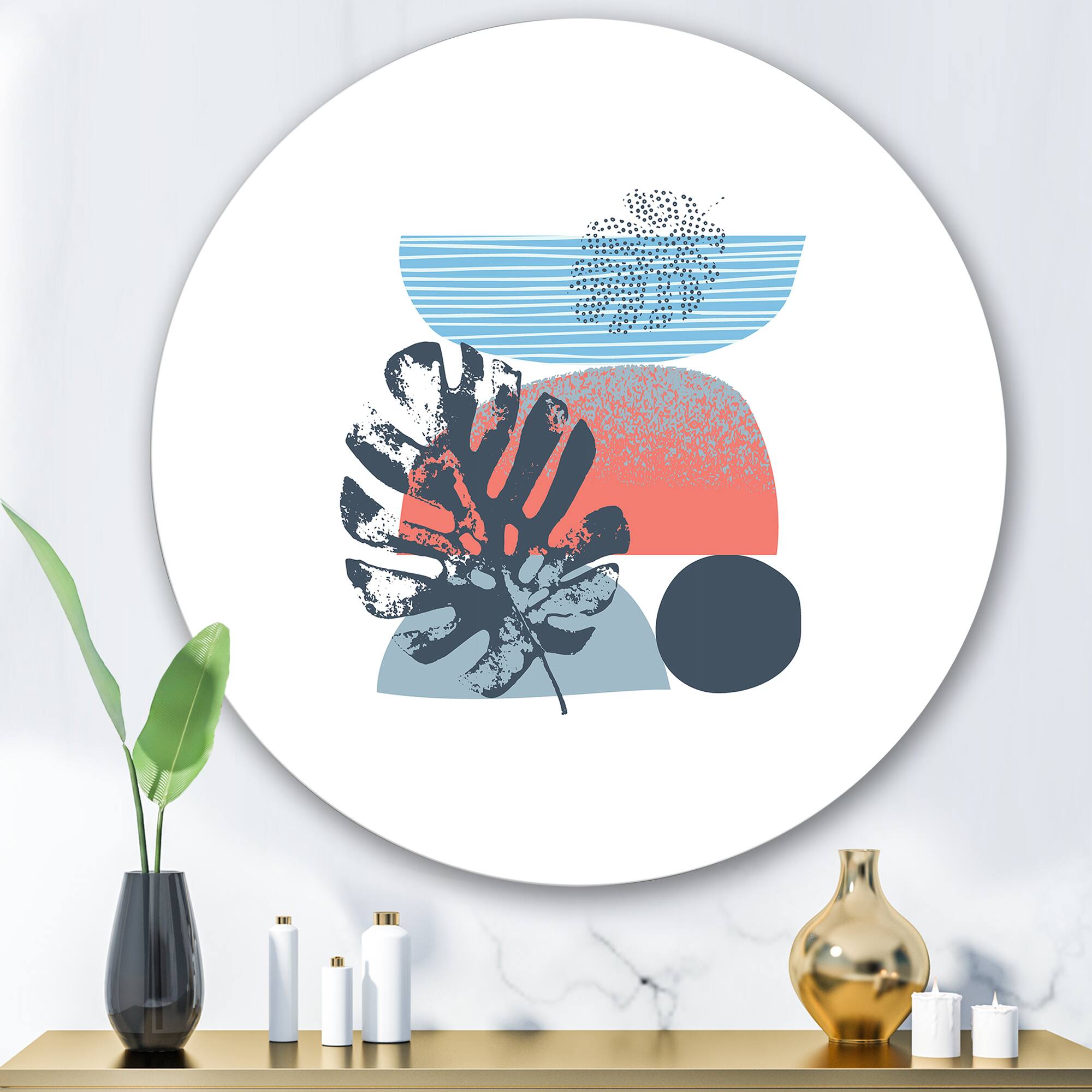 Designart - Colorful Geometric Abstract Art Collage IV - Modern Metal Circle Wall Art