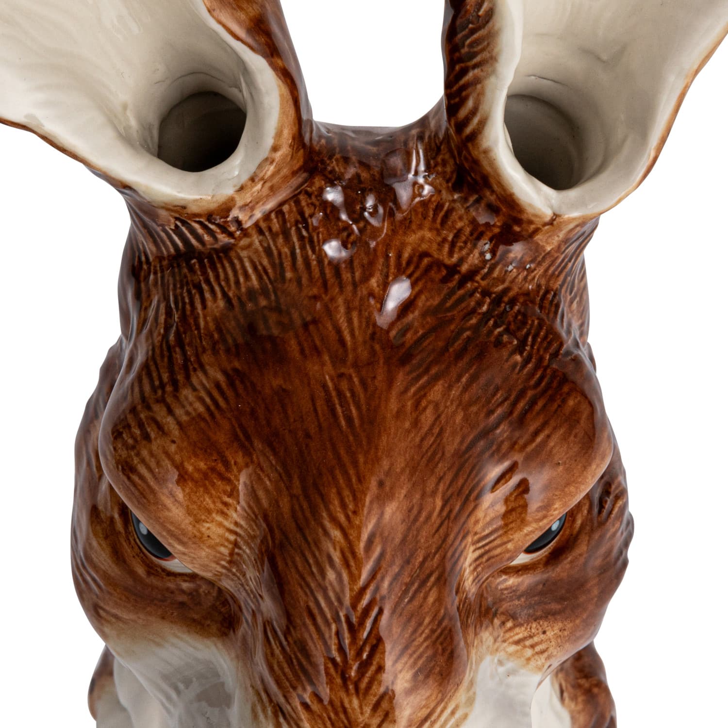 Hello Honey&#xAE; 11.75&#x22; Brown &#x26; White Hand-Painted Decorative Stoneware Rabbit Vase