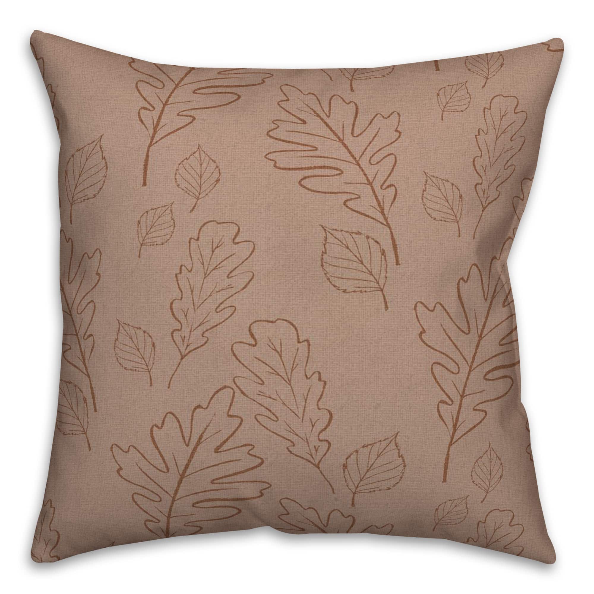 Dusty Rose Large Leaf Pattern Throw Pillow