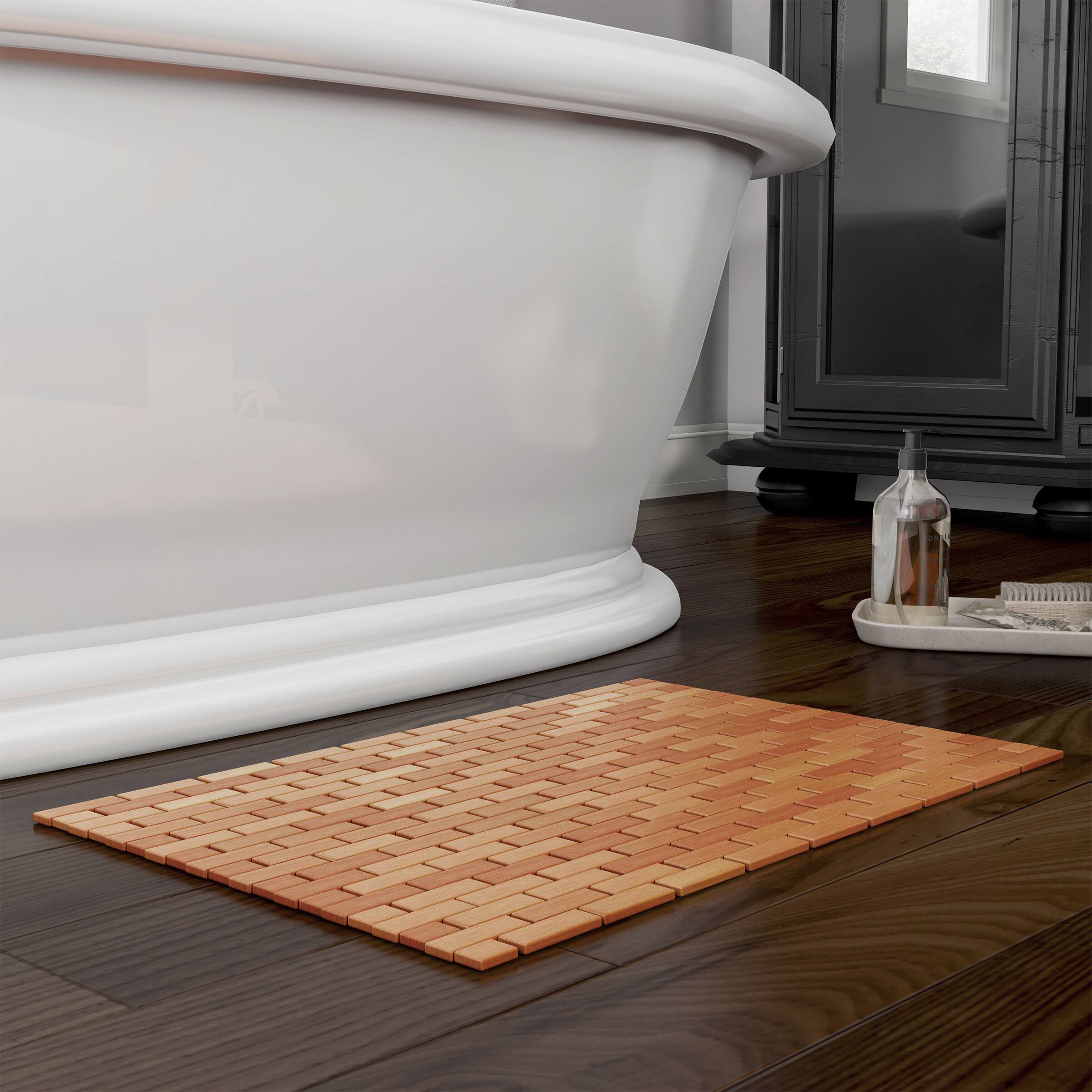 SlipX Solutions 24.5 in. x 16.5 in. Bamboo Bath Mat, Natural