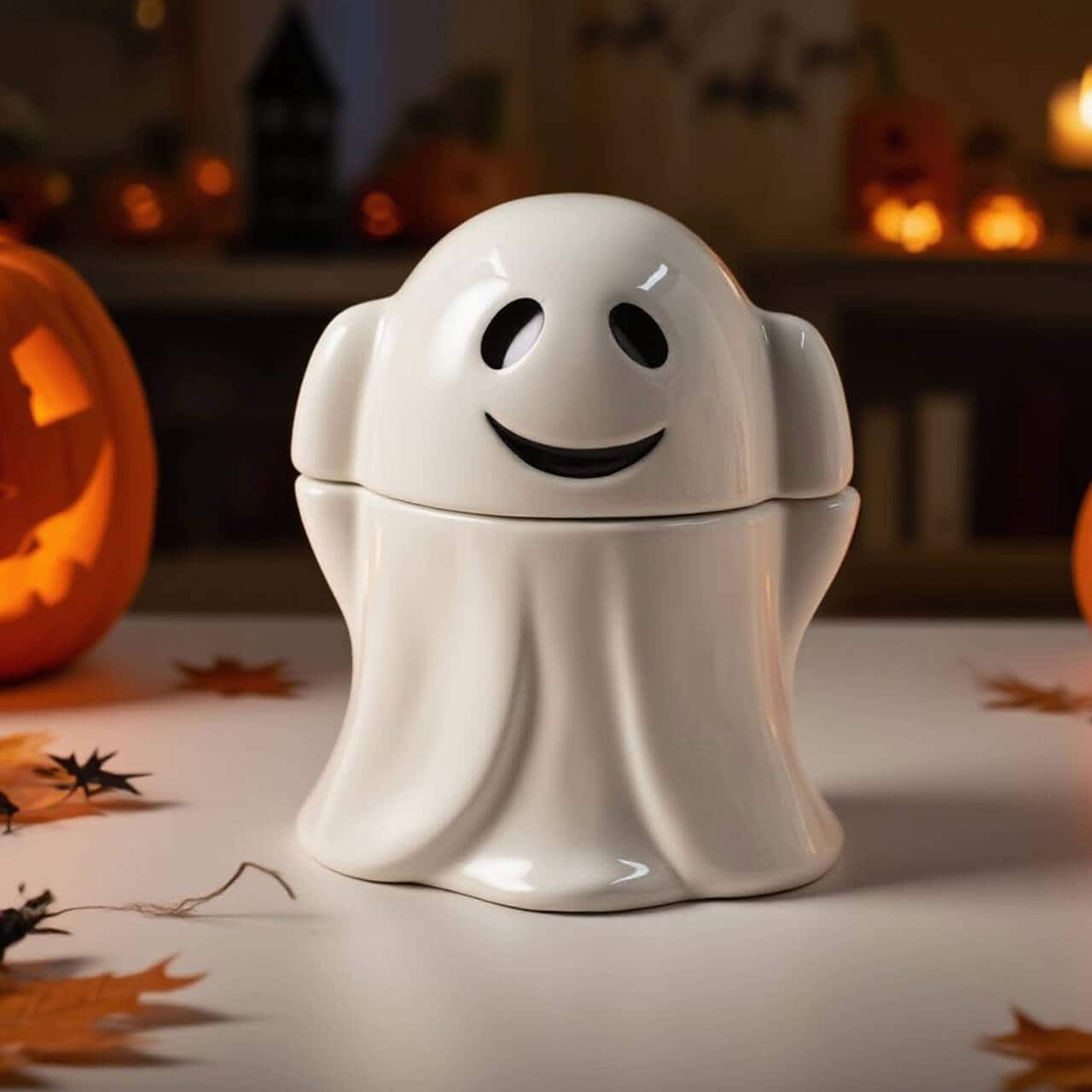 6.75&#x22; Ceramic Ghost Candy Jar by Makery&#x2122;
