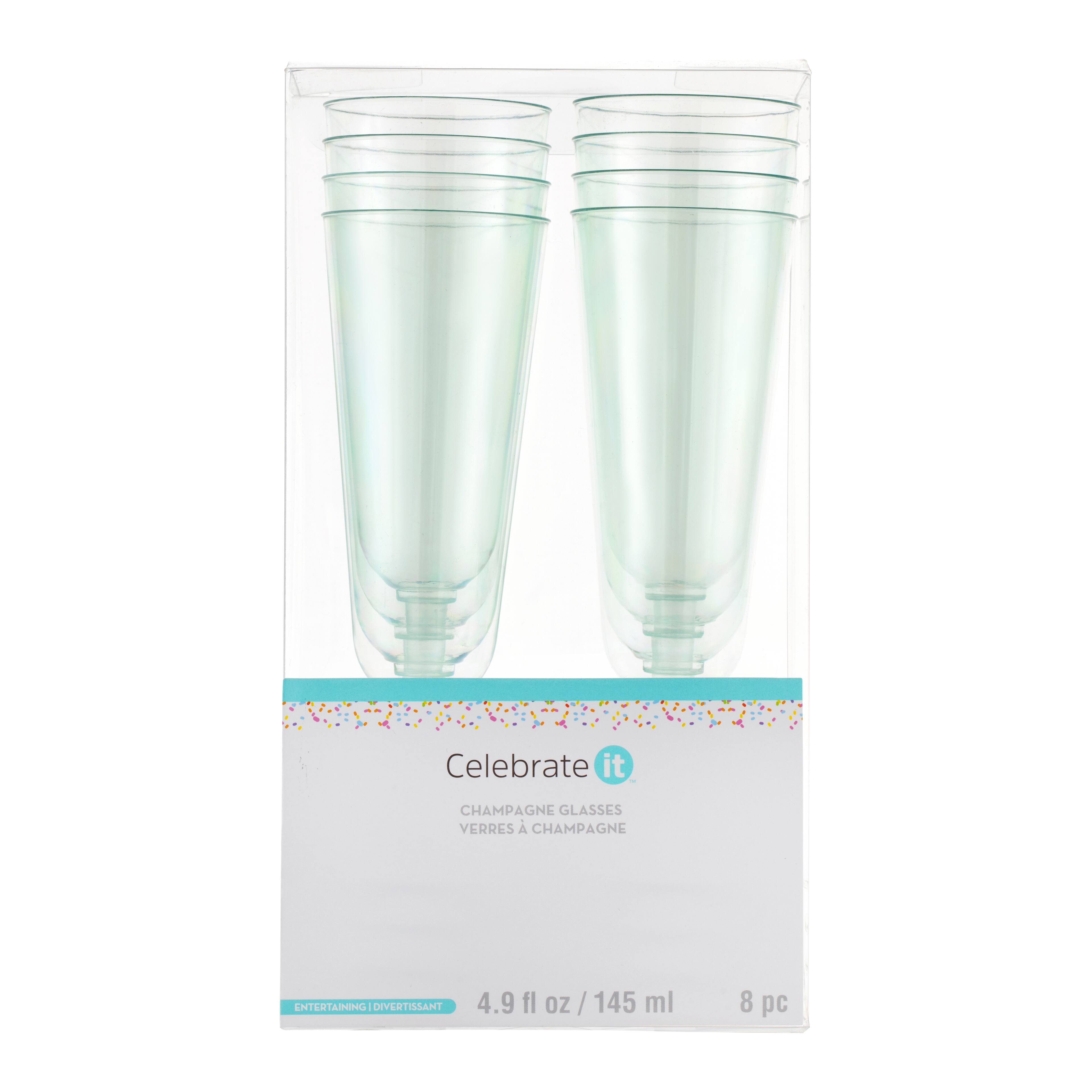 4.9oz. Mint Plastic Champagne Glasses by Celebrate It™, 8ct.