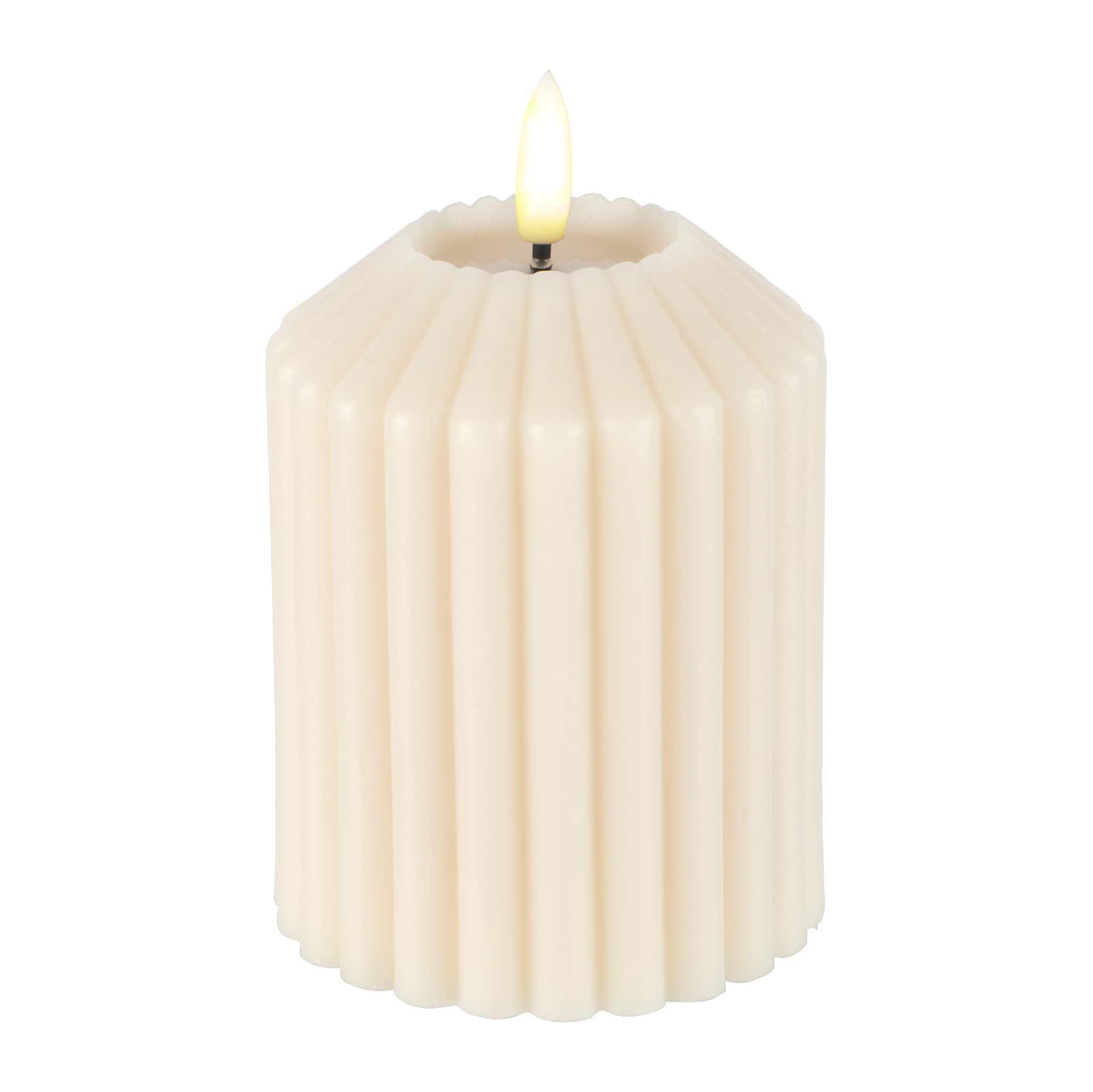 4" Ribbed Wax LED Pillar Candle by Ashland®