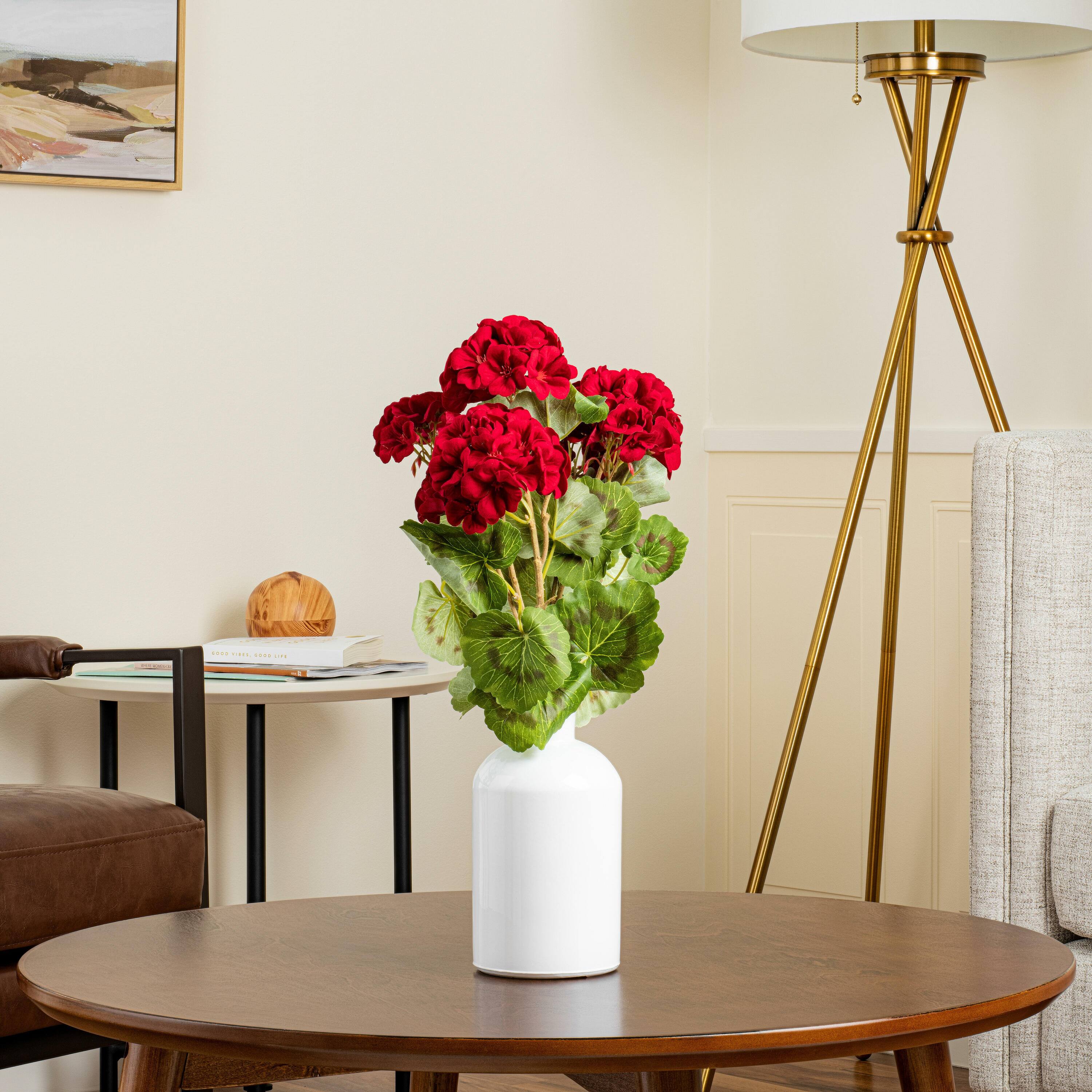 Artificial Red Geranium Bush