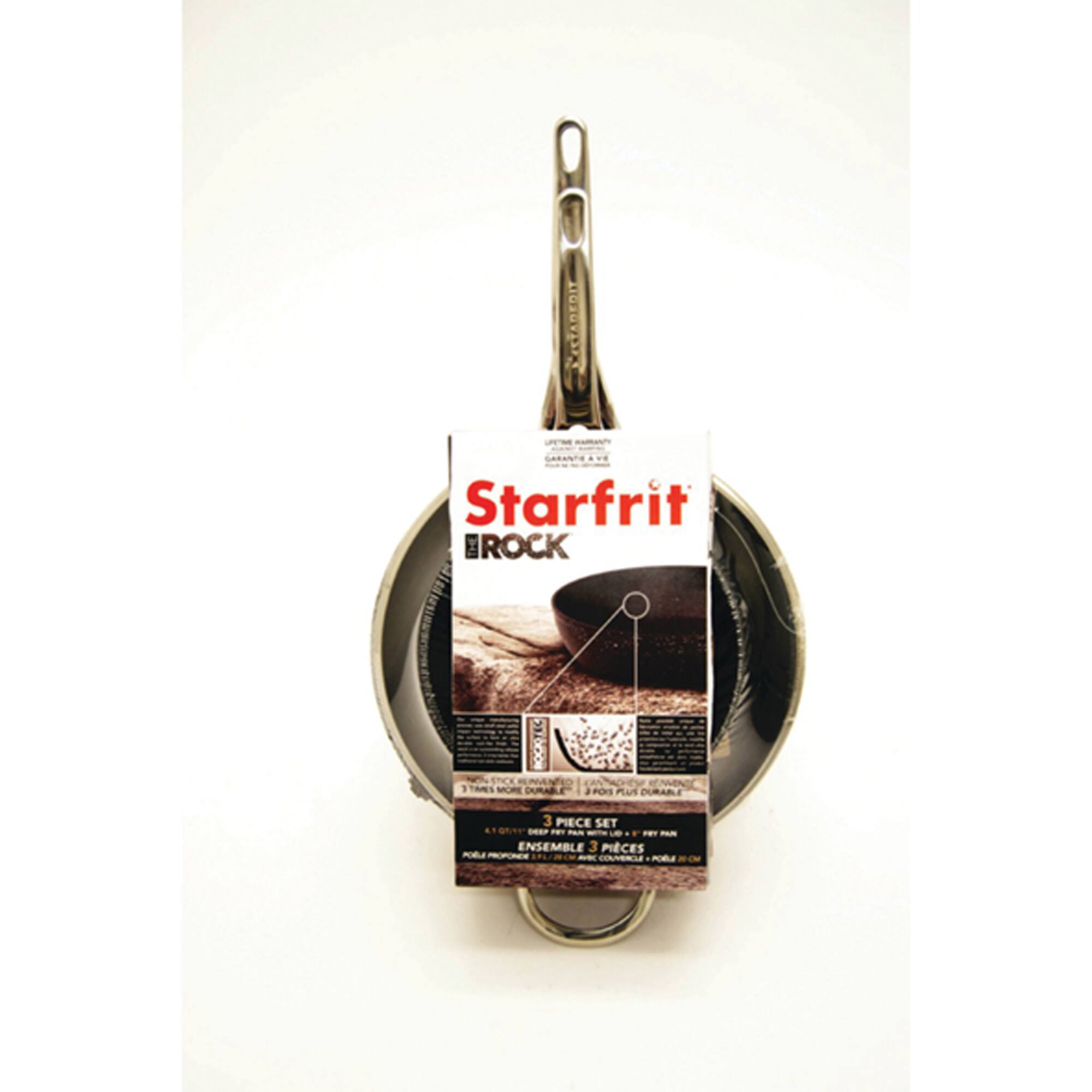 The ROCK by Starfrit 3-Piece Cookware Set With Riveted Cast Stainless Steel Handles