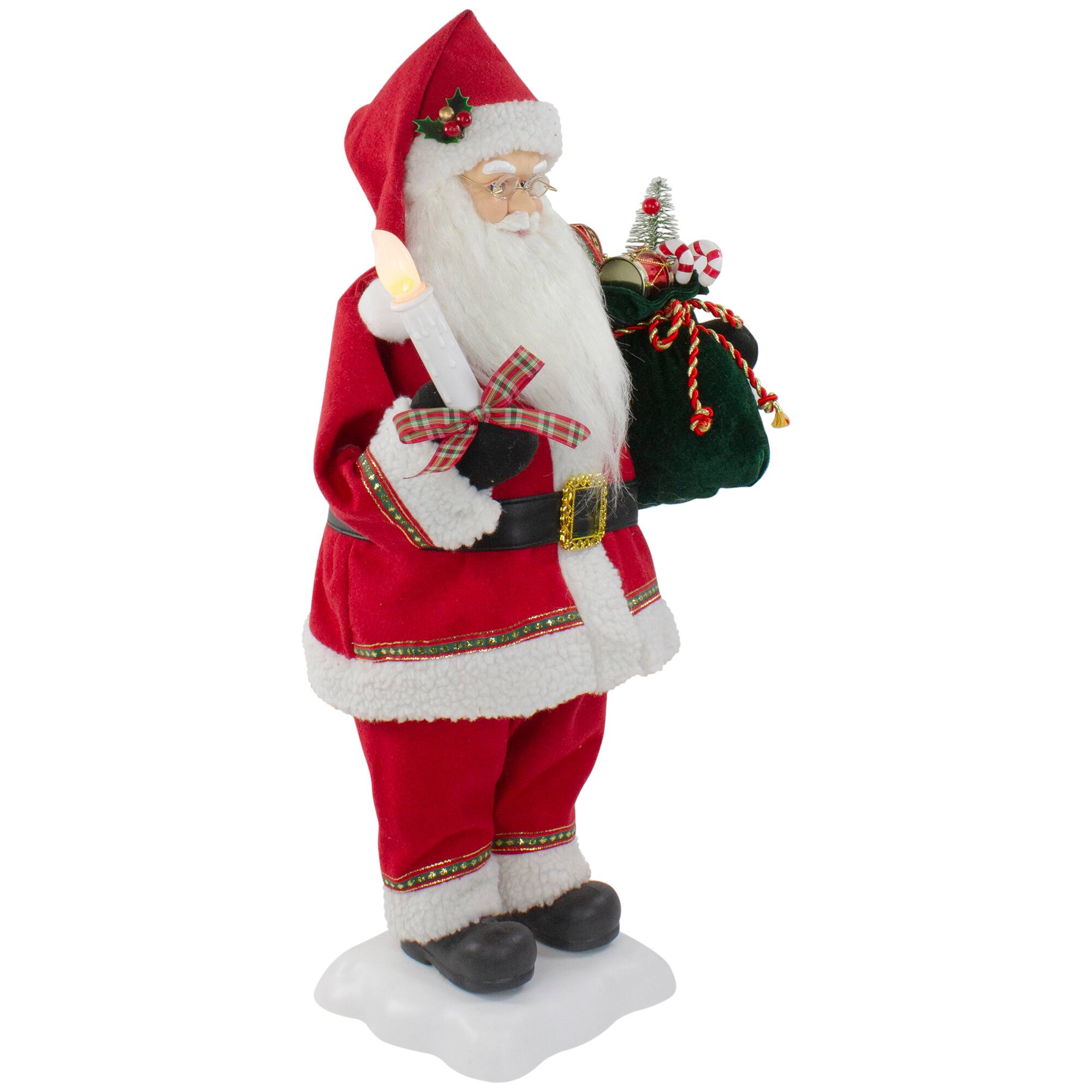 24&#x22; Animated Santa Claus with Lighted Candle Musical Christmas Figure