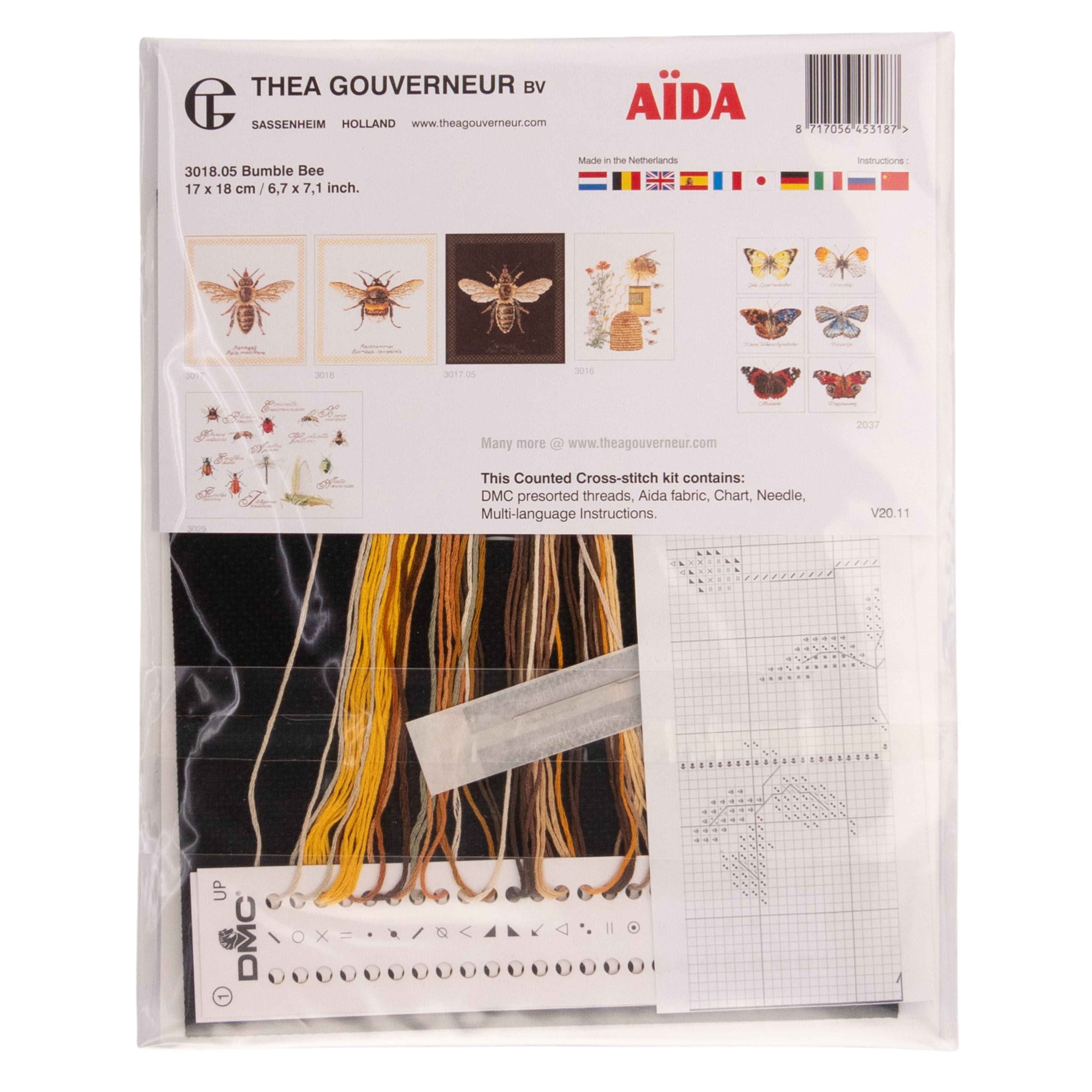 Thea Gouverneur Since 1959® Bumble Bee Counted Cross Stitch Kit