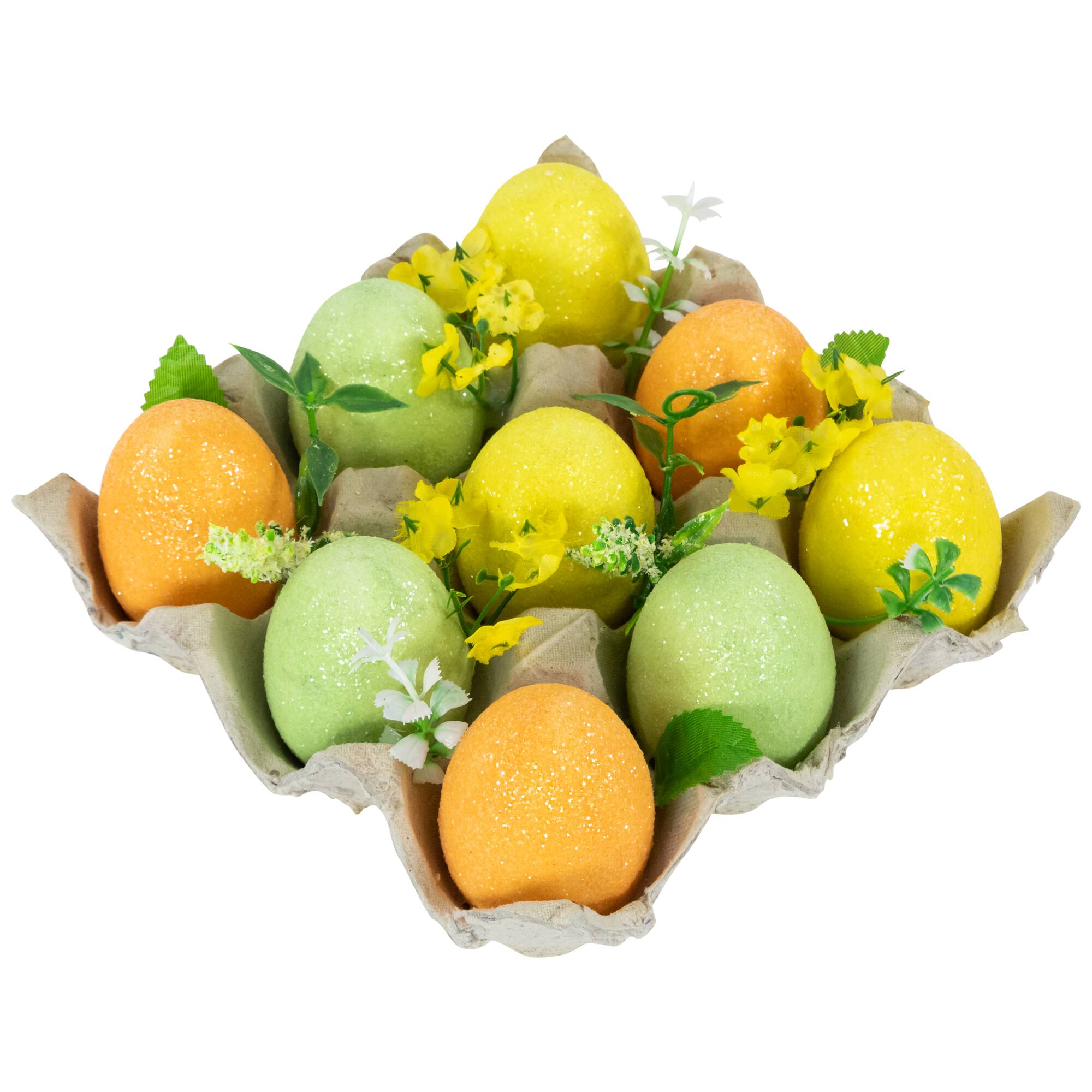 6.25&#x22; Glittered Easter Eggs with Carton Decoration