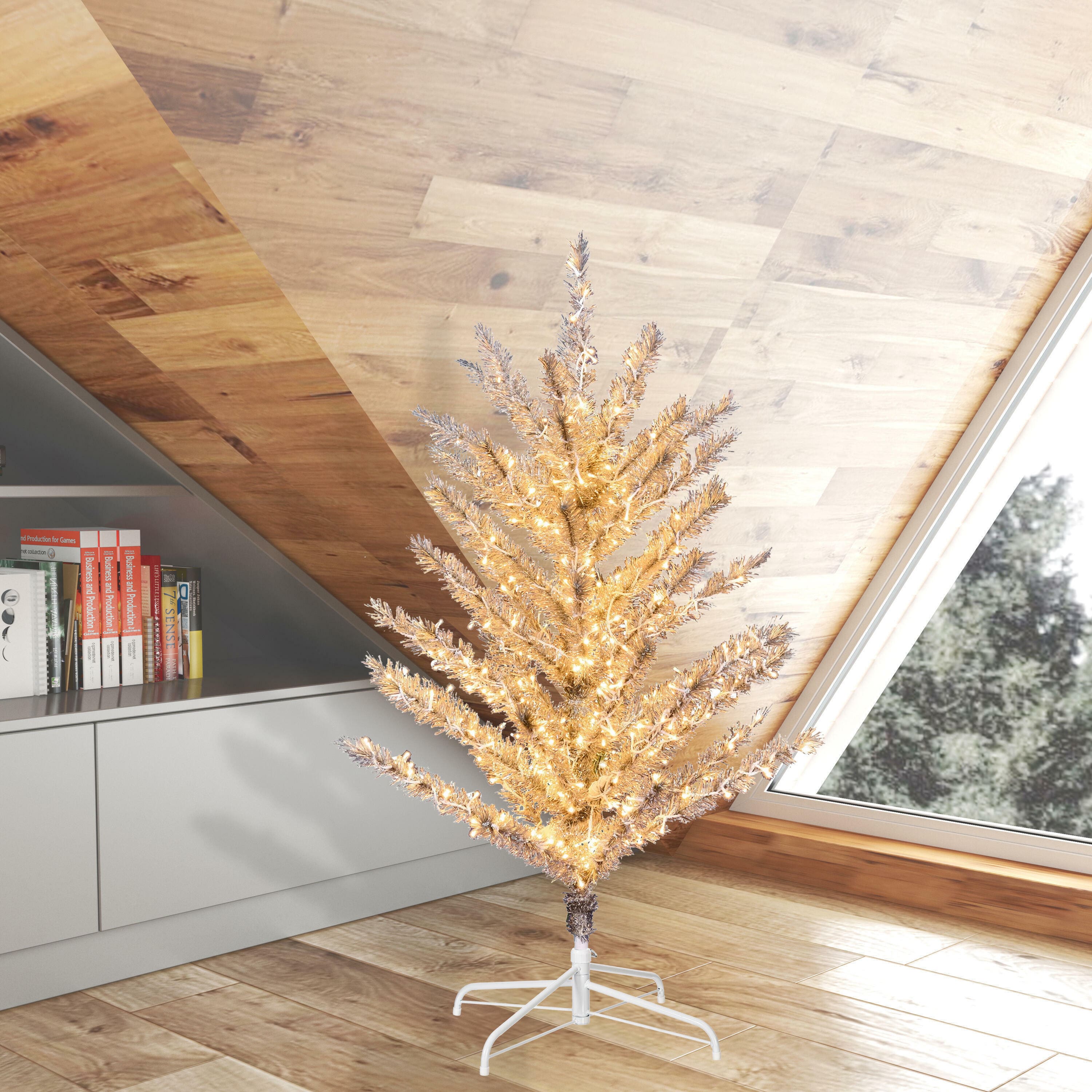 4ft. Pre-Lit Vintage Aluminum Artificial Christmas Tree, Warm White LED Lights