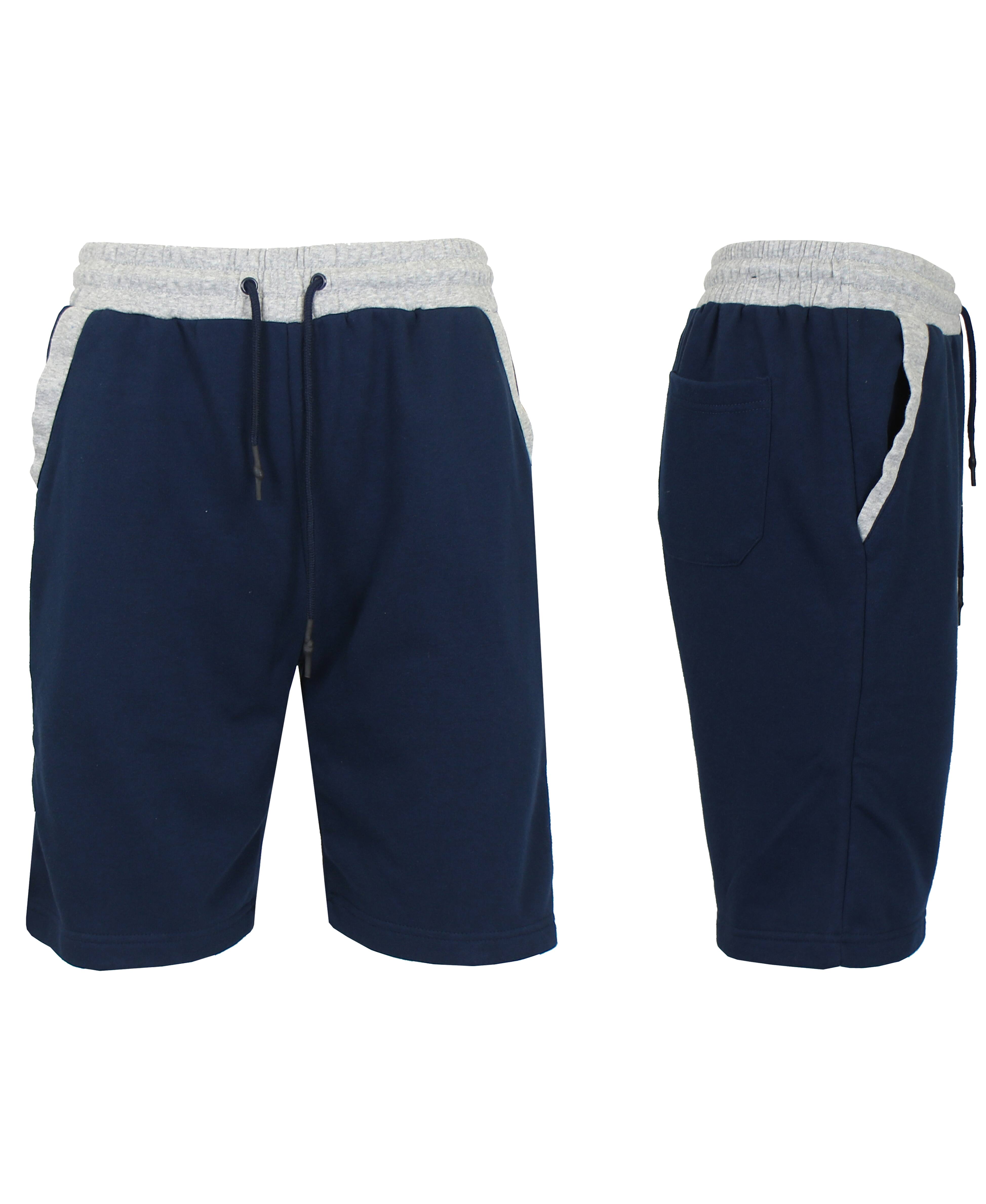 Galaxy By Harvic Men's French Terry Jogger Sweat Lounge Shorts with Contrast Trim Design