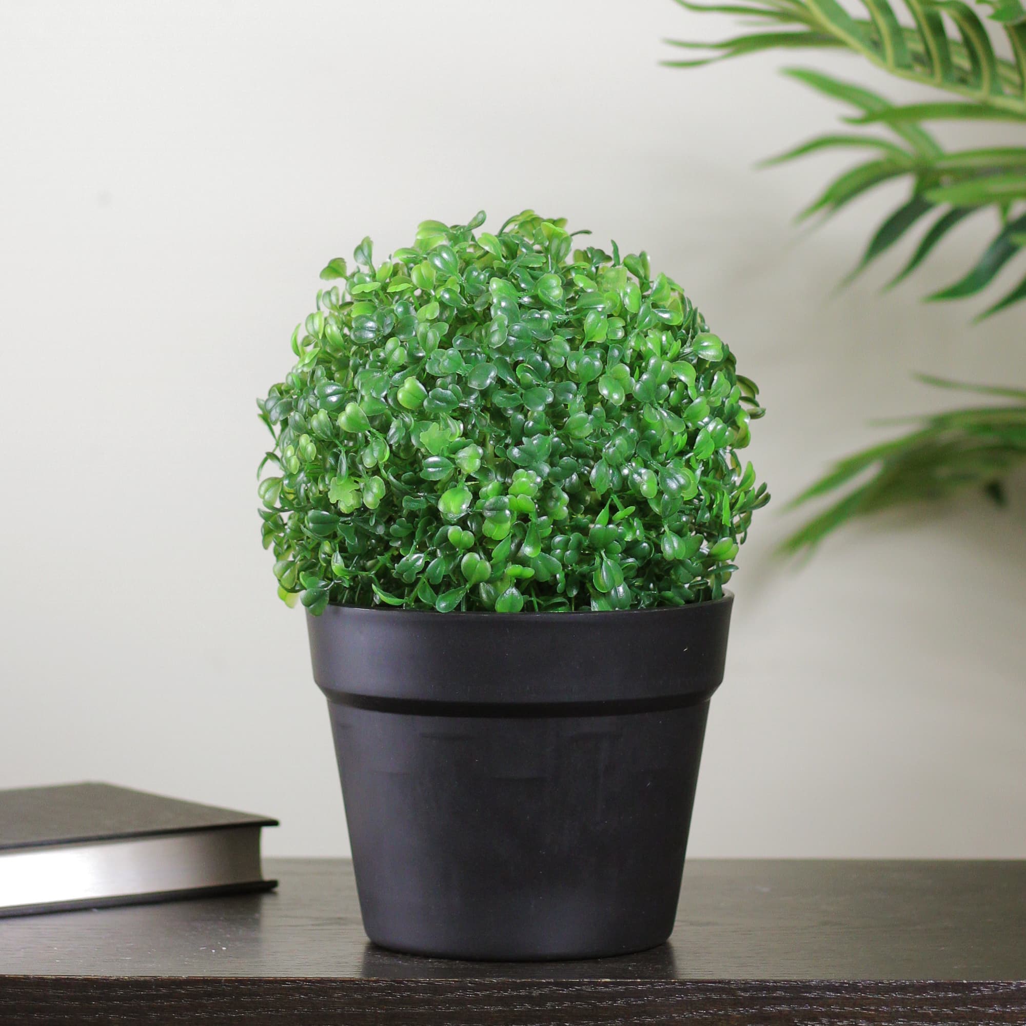 10.5" Artificial Two Tone Green Boxwood Spring Potted Plant