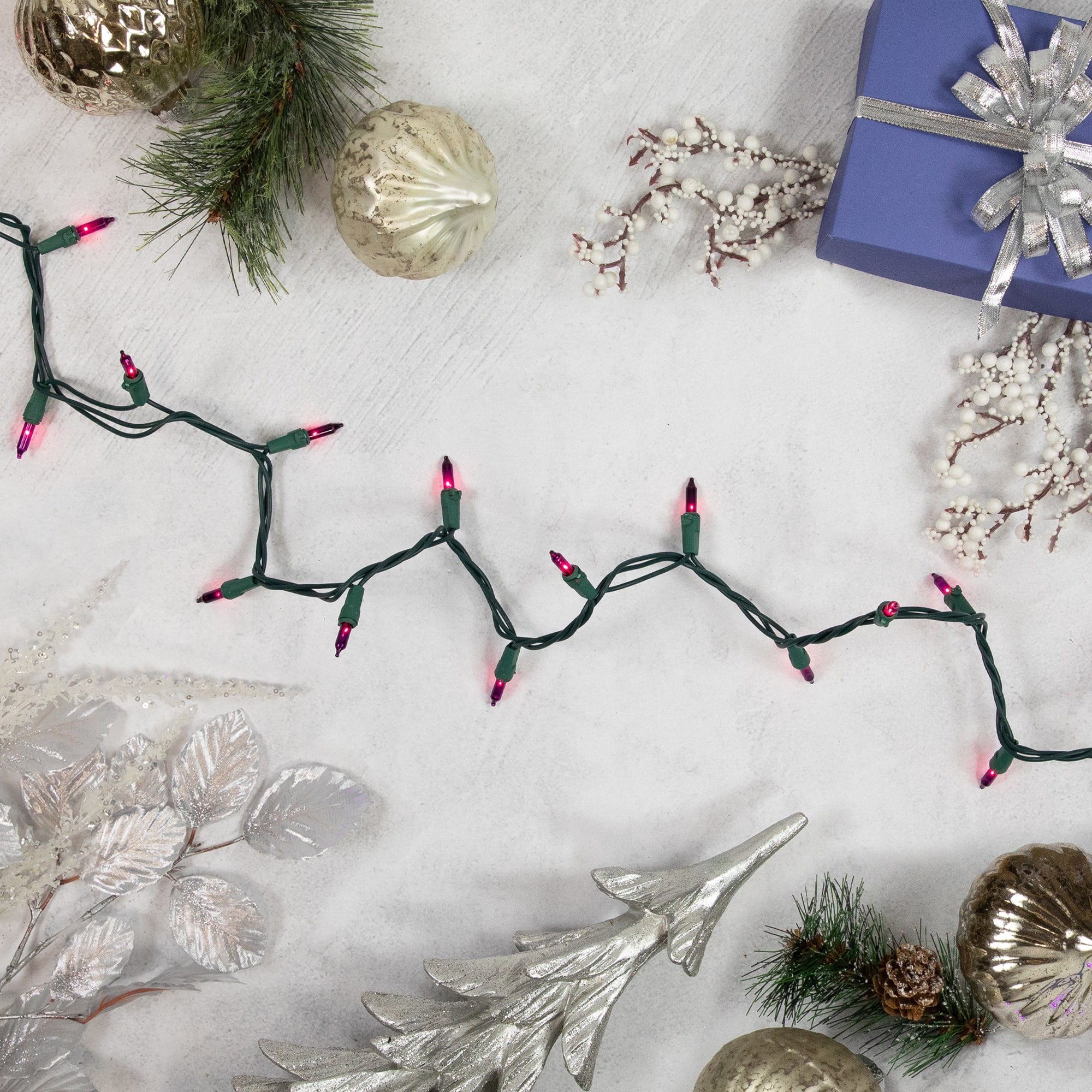 50ct. Mini Christmas String Lights with Green Wire